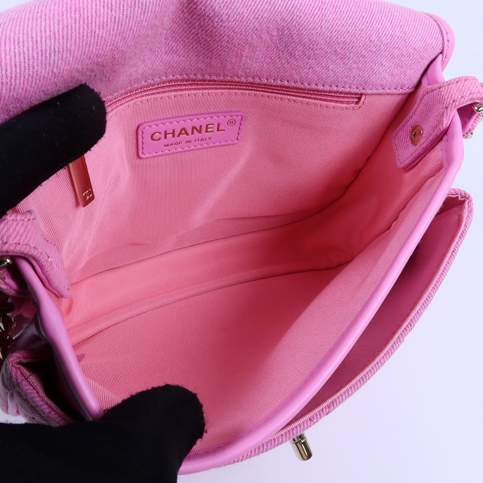 CHANEL 帆布Chain Shoulder Bag鏈帶肩背袋