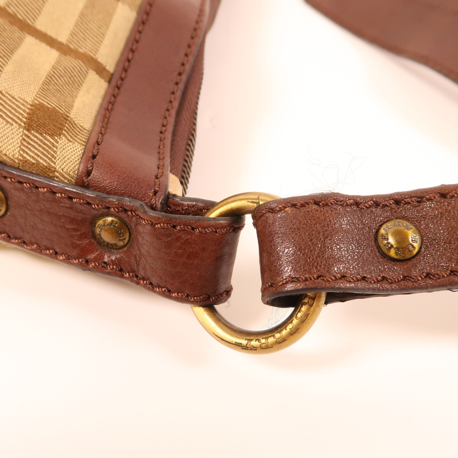 BURBERRY GHW Shoulder Bag Canvas Brown