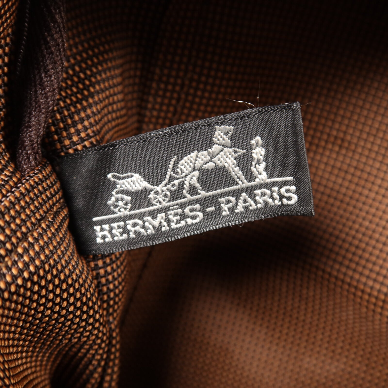 HERMES 帆布Her Line MM銀扣手挽袋Brown