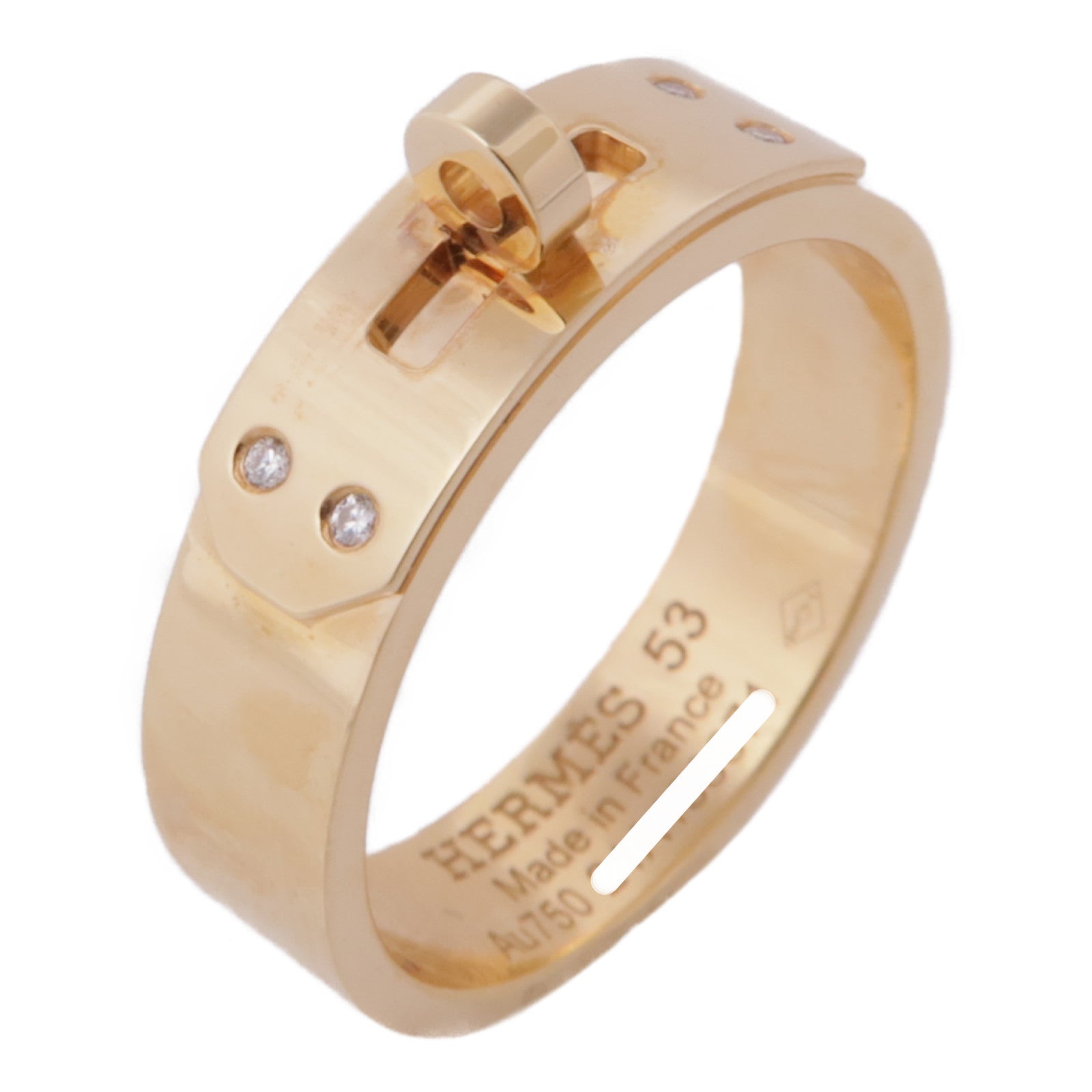 HERMES 18K玫瑰金Kelly Ring戒指Hermes#53/US#6.5