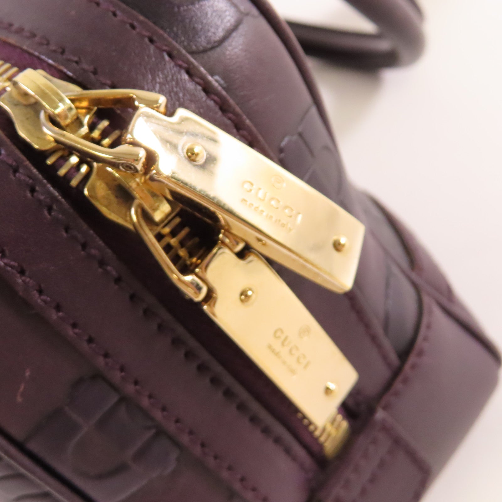 GUCCI 牛皮皮革Horsebit Handbag金扣手挽袋紫色
