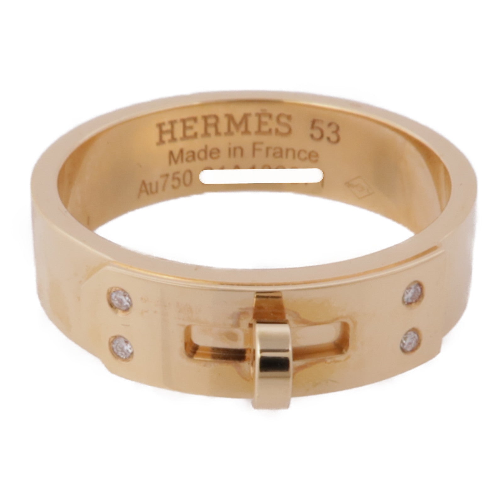 HERMES 18K玫瑰金Kelly Ring戒指Hermes#53/US#6.5
