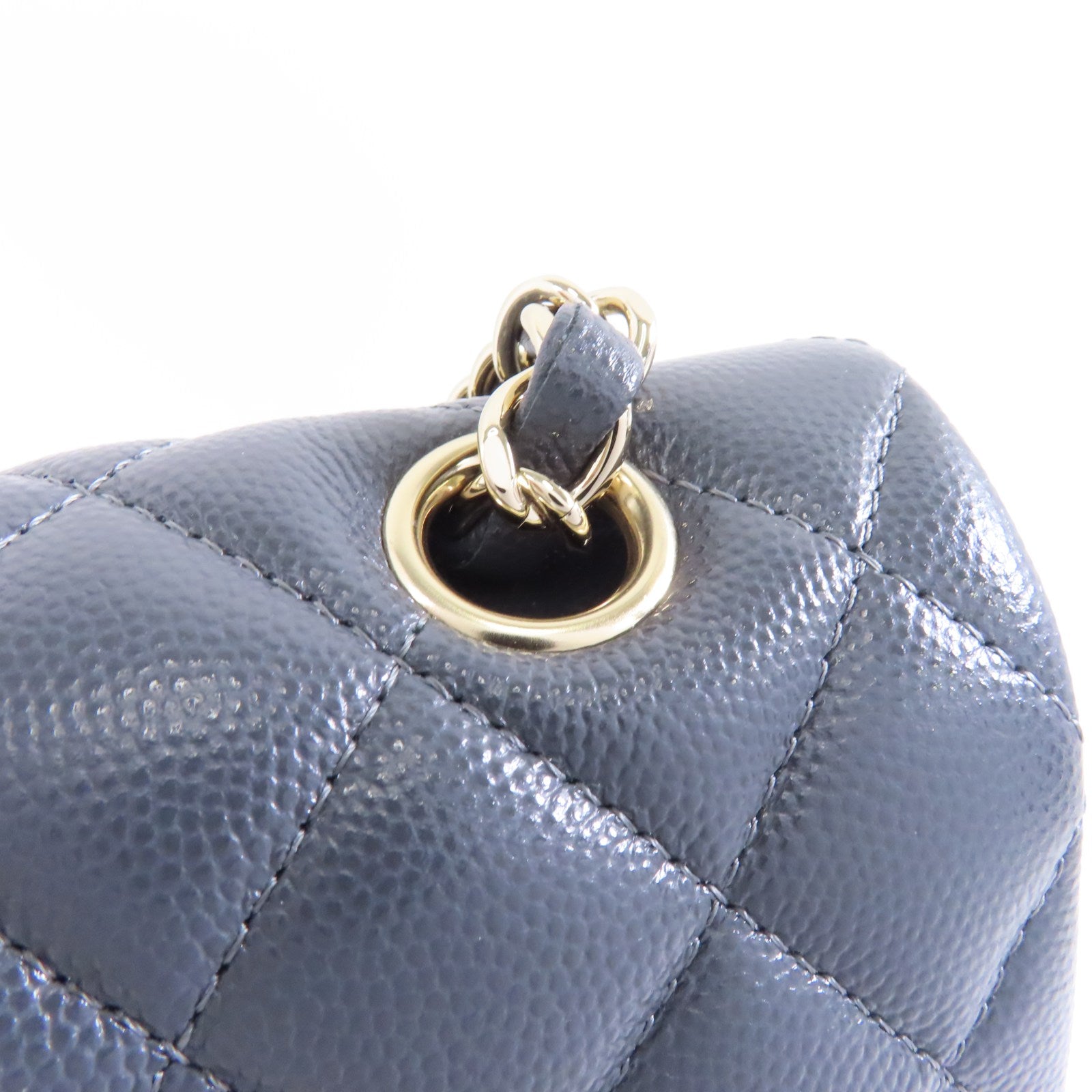 CHANEL 菱格牛皮皮革Classic 25金扣鏈帶肩背袋灰色