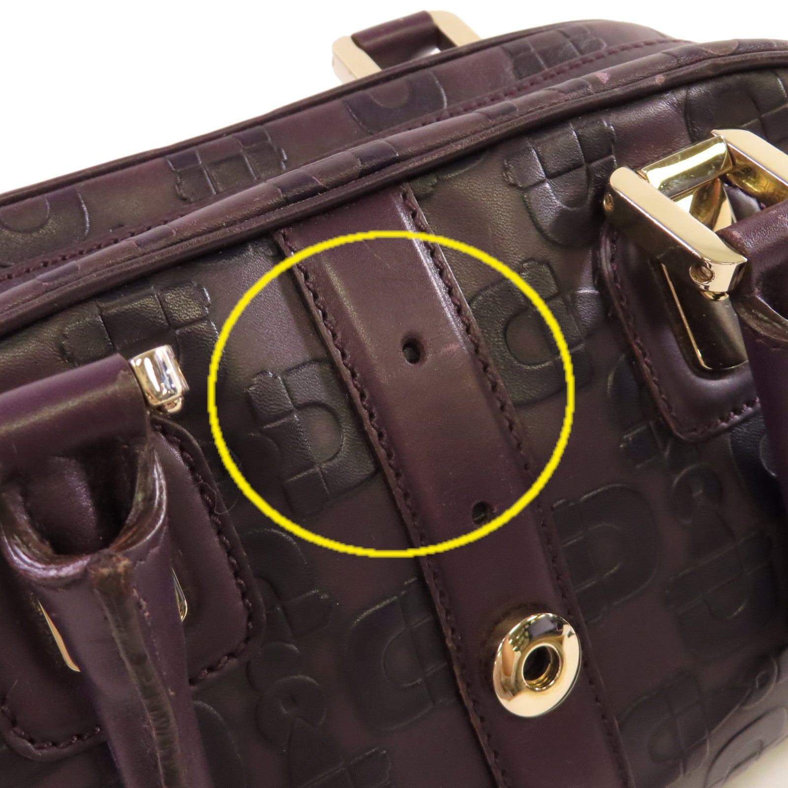 GUCCI 牛皮皮革Horsebit Handbag金扣手挽袋紫色