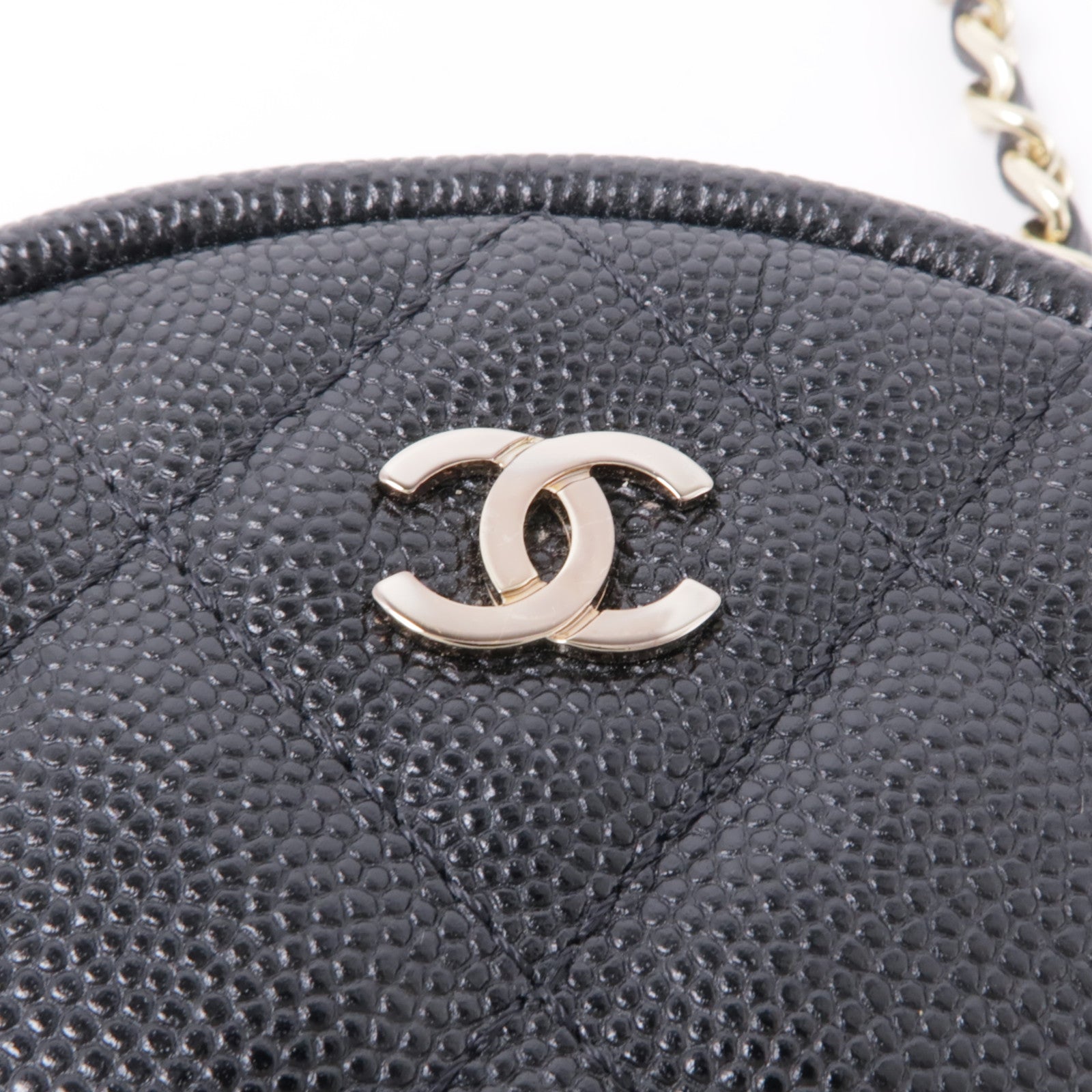 CHANEL 牛皮皮革Round Clutch With Chain金扣肩背袋