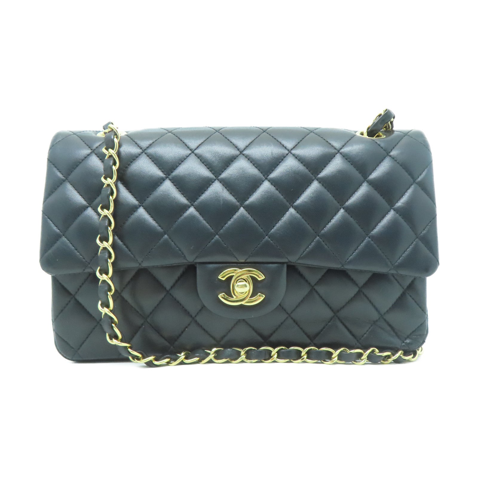 CHANEL 【激減優惠】菱格羊皮皮革Classic 25金扣鏈帶肩背袋黑色