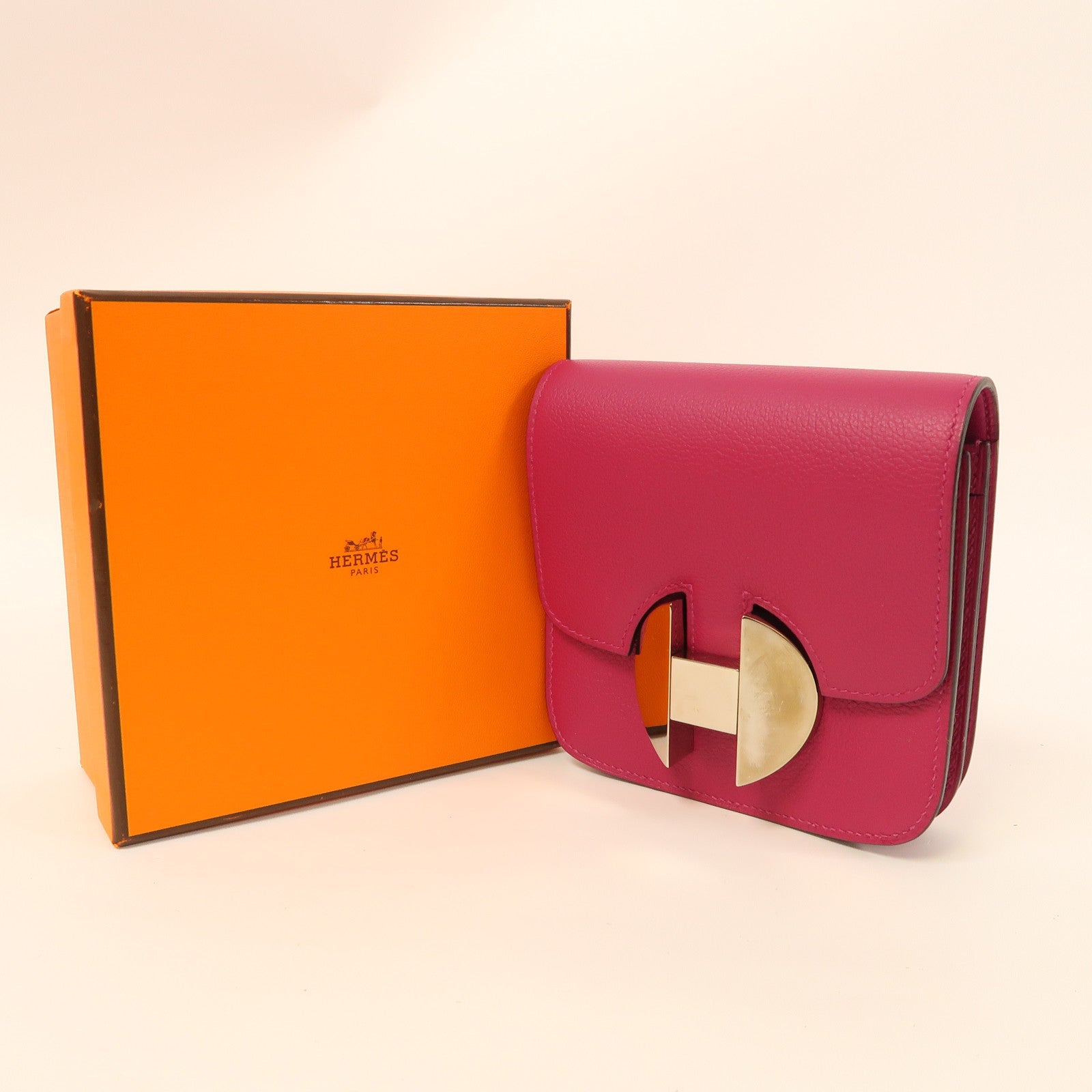 HERMES 【激減優惠】Evercolor皮革Wallet 2002銀扣錢包紫色