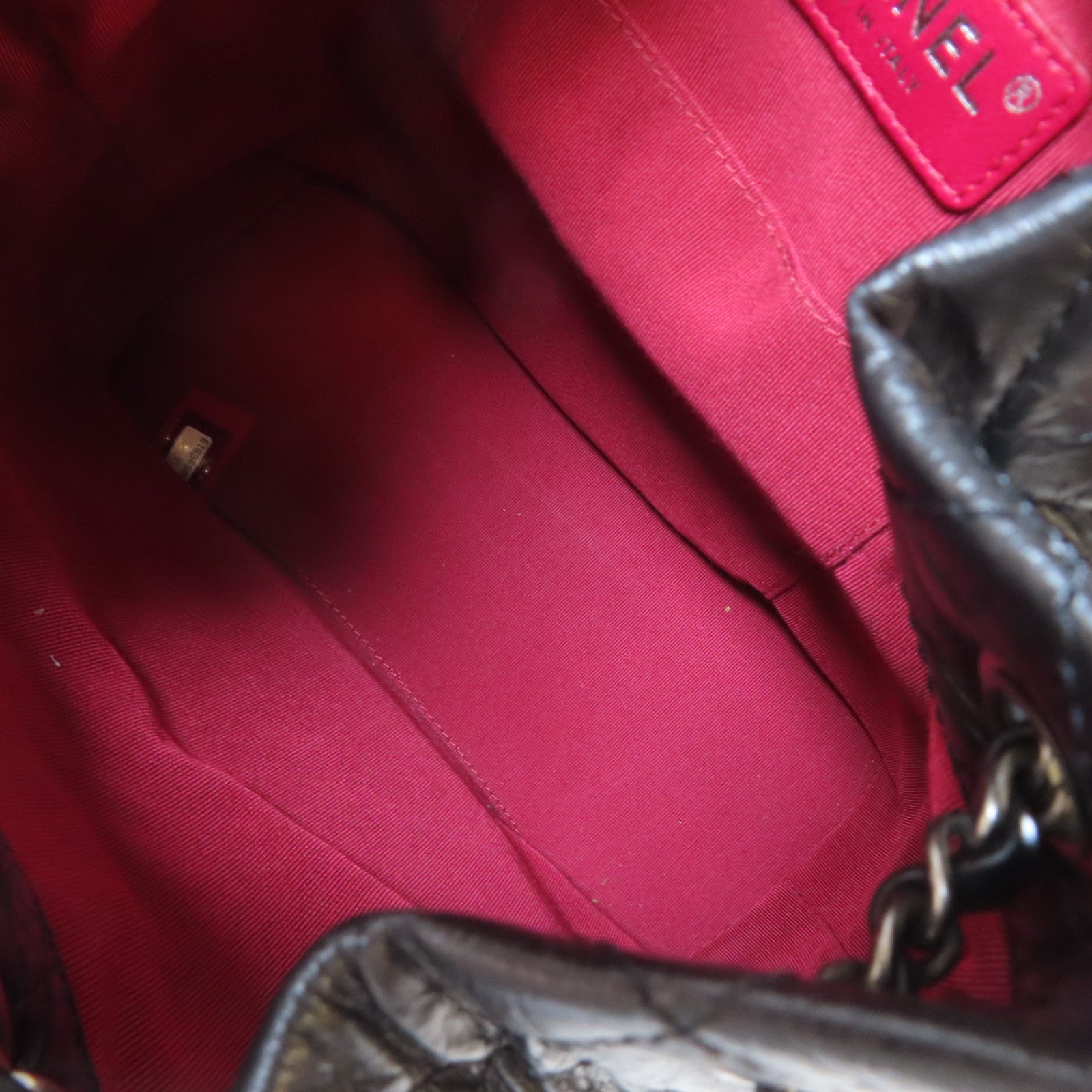 CHANEL 菱格牛皮皮革Gabrielle Backpack Small鏈帶背包黑色