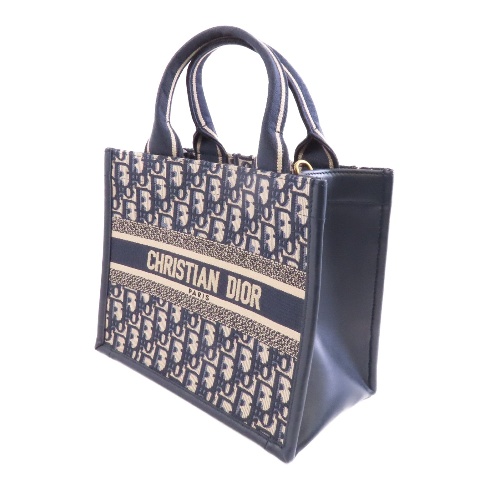 Dior 帆布2way Shoulder Bag金扣手挽肩背兩用袋深藍色/米色