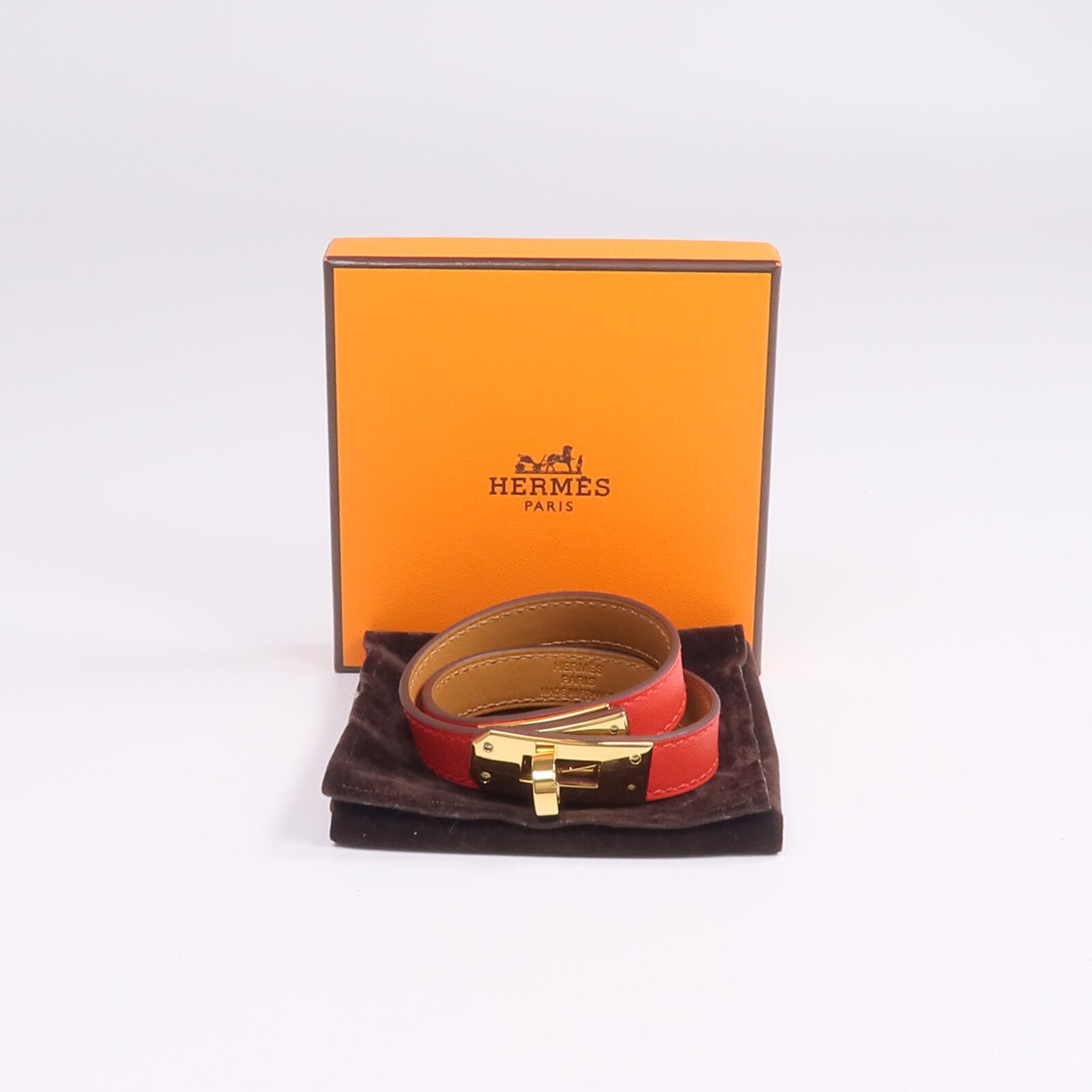 HERMES Swift皮革Kelly Double Tour金扣手鏈
