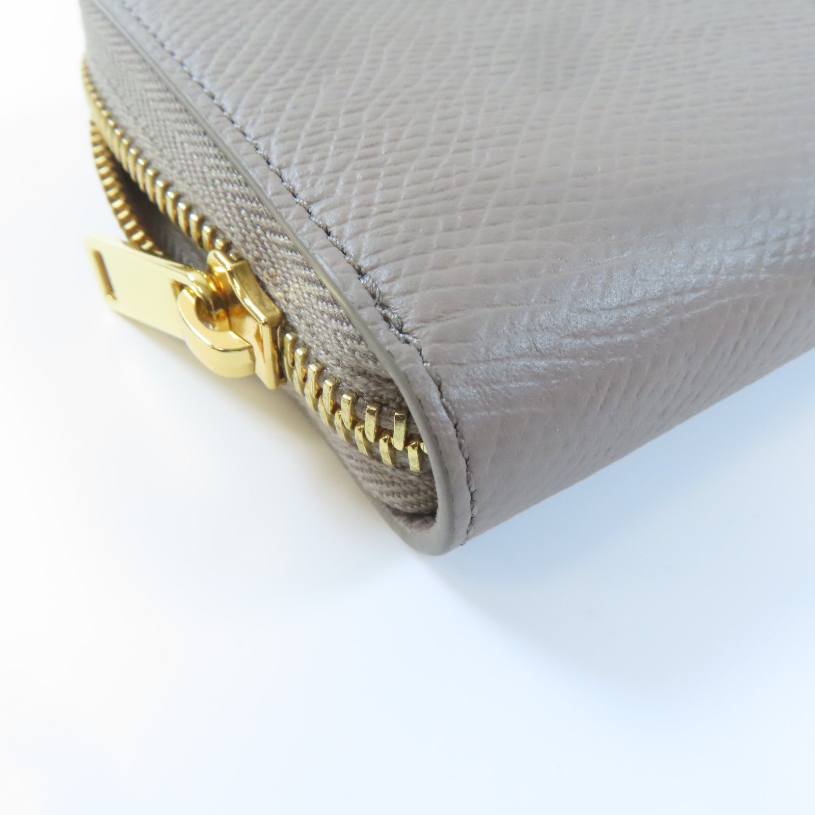CELINE 牛皮皮革Small Zipped Wallet金扣錢包灰色