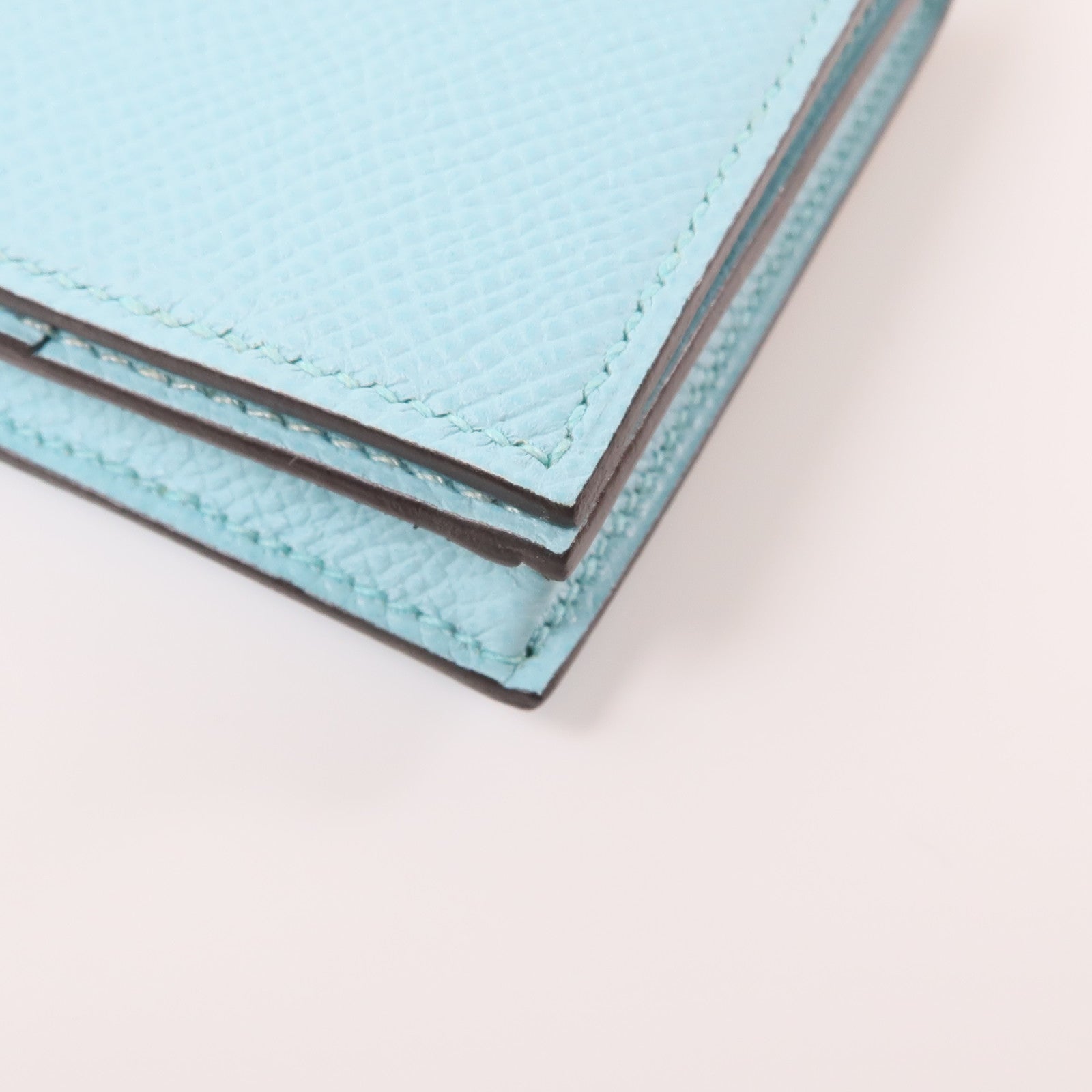 HERMES Epsom皮革Bearn Wallet銀扣長錢包Bleu Atoll/淺藍色