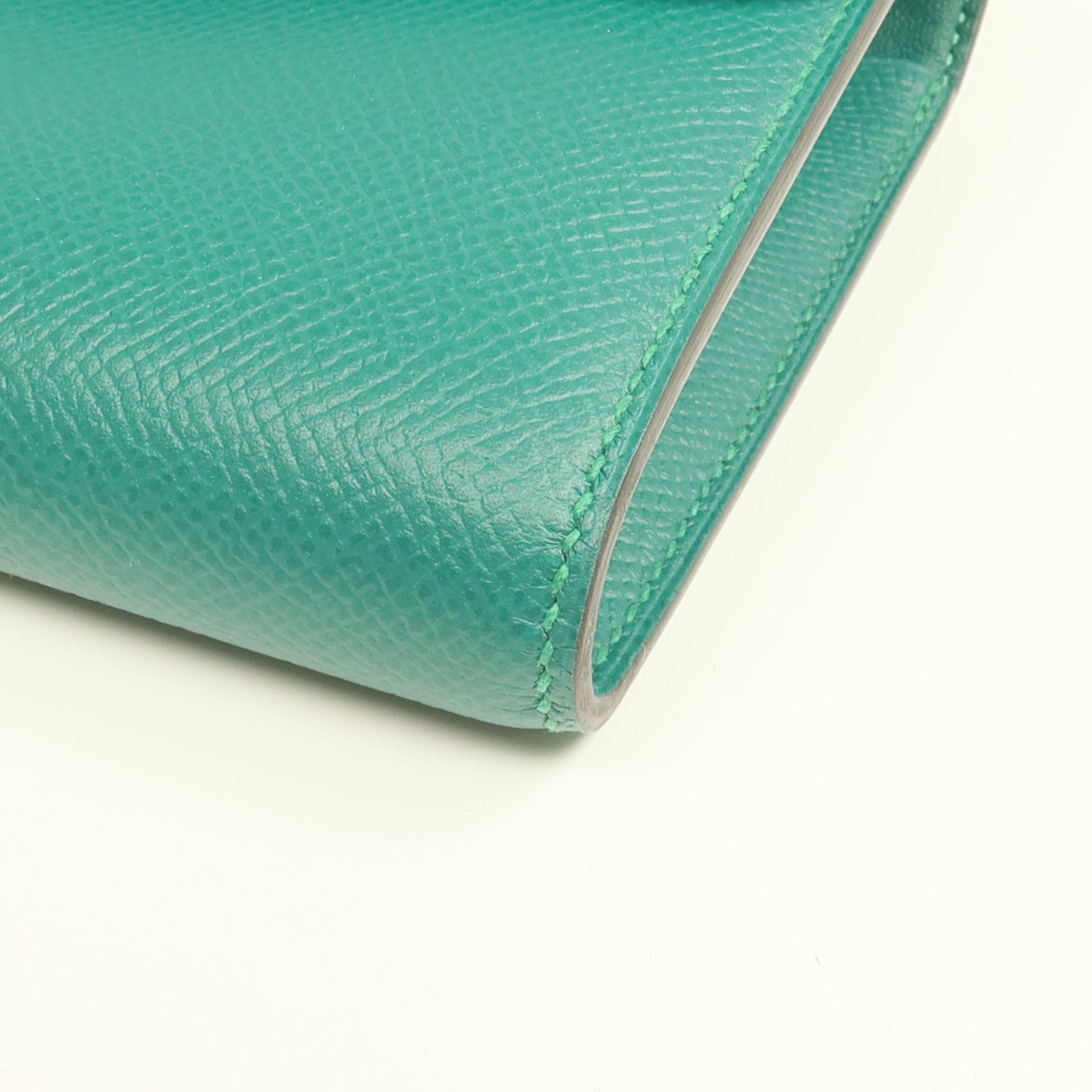 HERMES 【激減優惠】Epsom皮革Constance Wallet銀扣長錢包Malachite