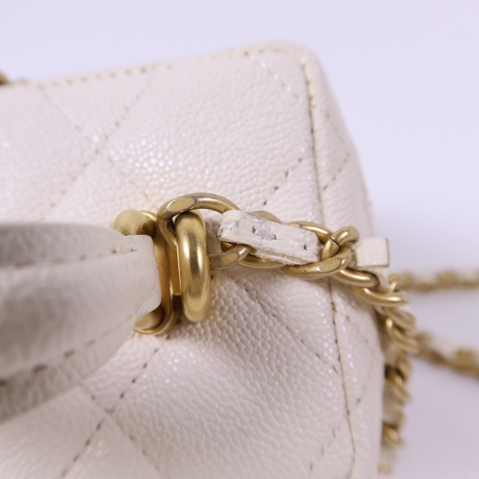 CHANEL 牛皮皮革Mini Chain Shoulder金扣手挽肩背兩用袋