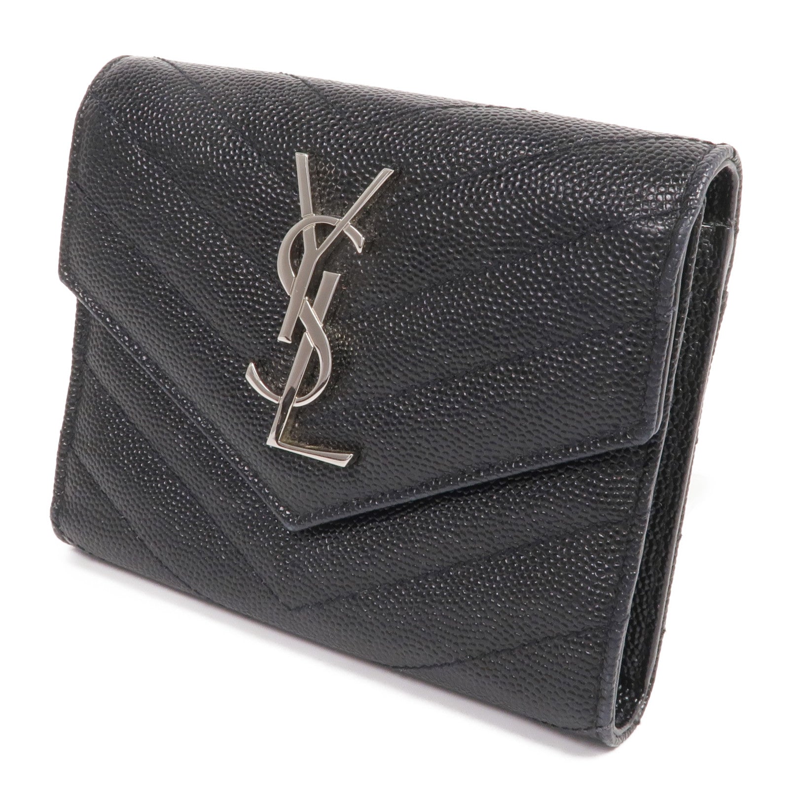 SAINT LAURENT 牛皮皮革Trifold Wallet銀扣錢包