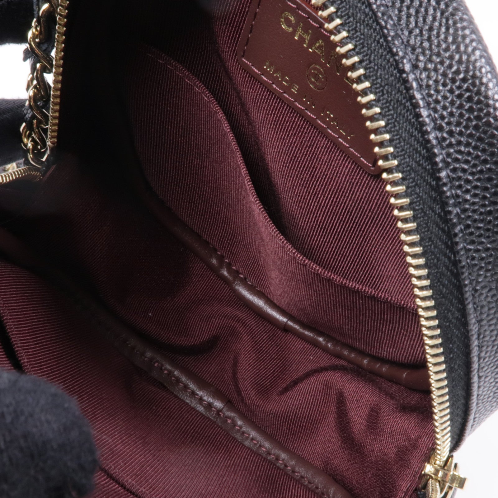 CHANEL 牛皮皮革Round Clutch With Chain金扣肩背袋