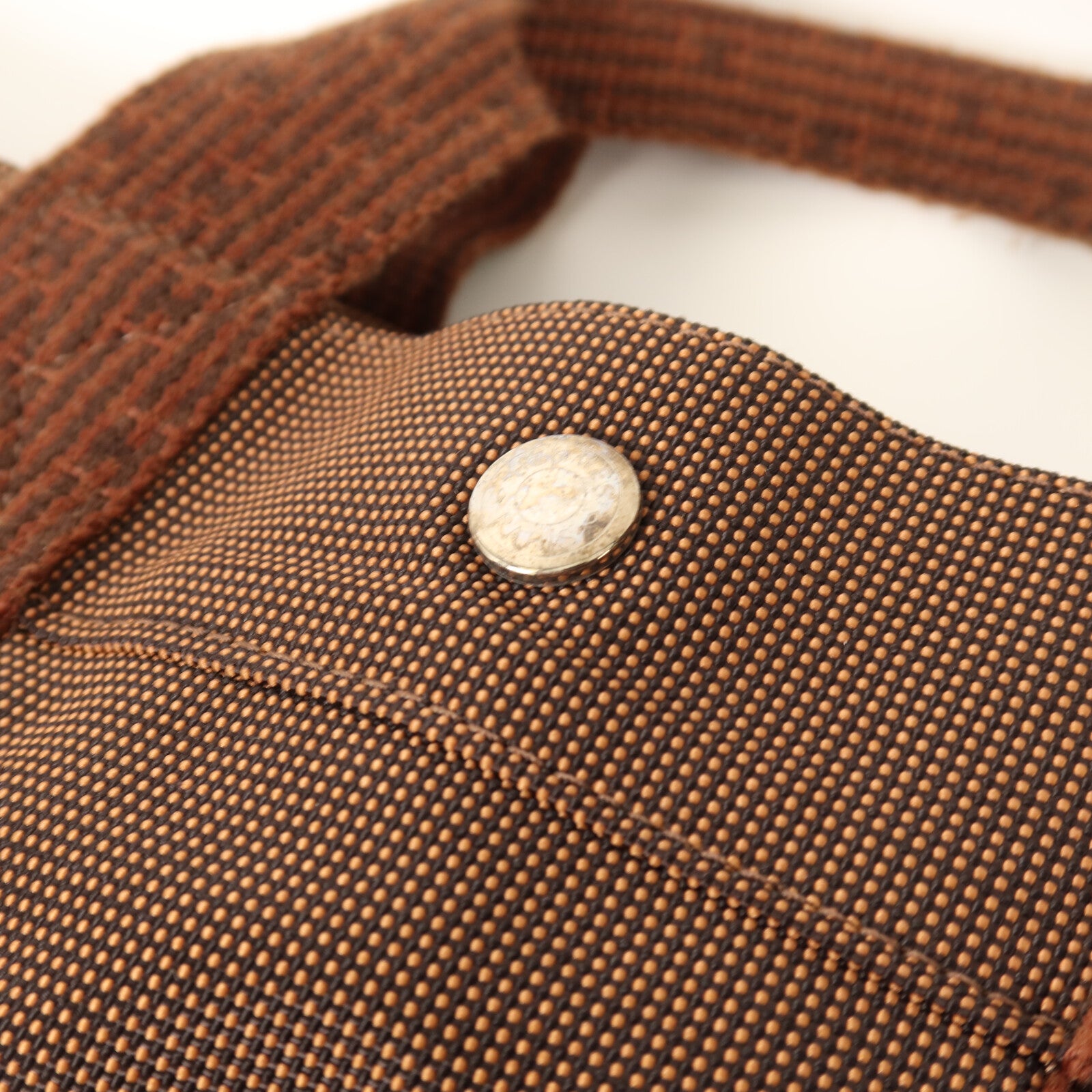 HERMES 帆布Her Line MM銀扣手挽袋Brown