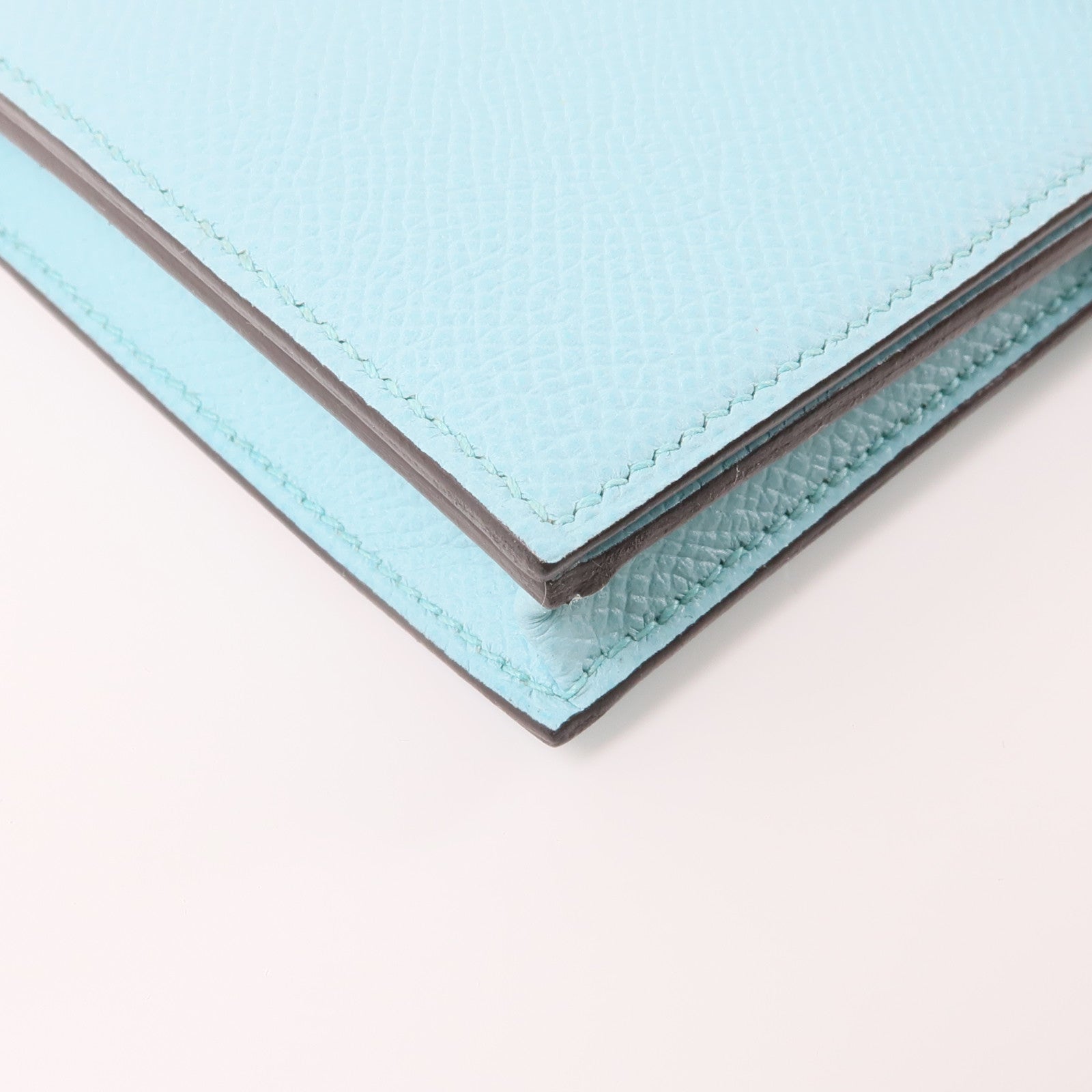 HERMES PHW Bearn Wallet Bleu Veau Epsom Leather Atoll Light Blue