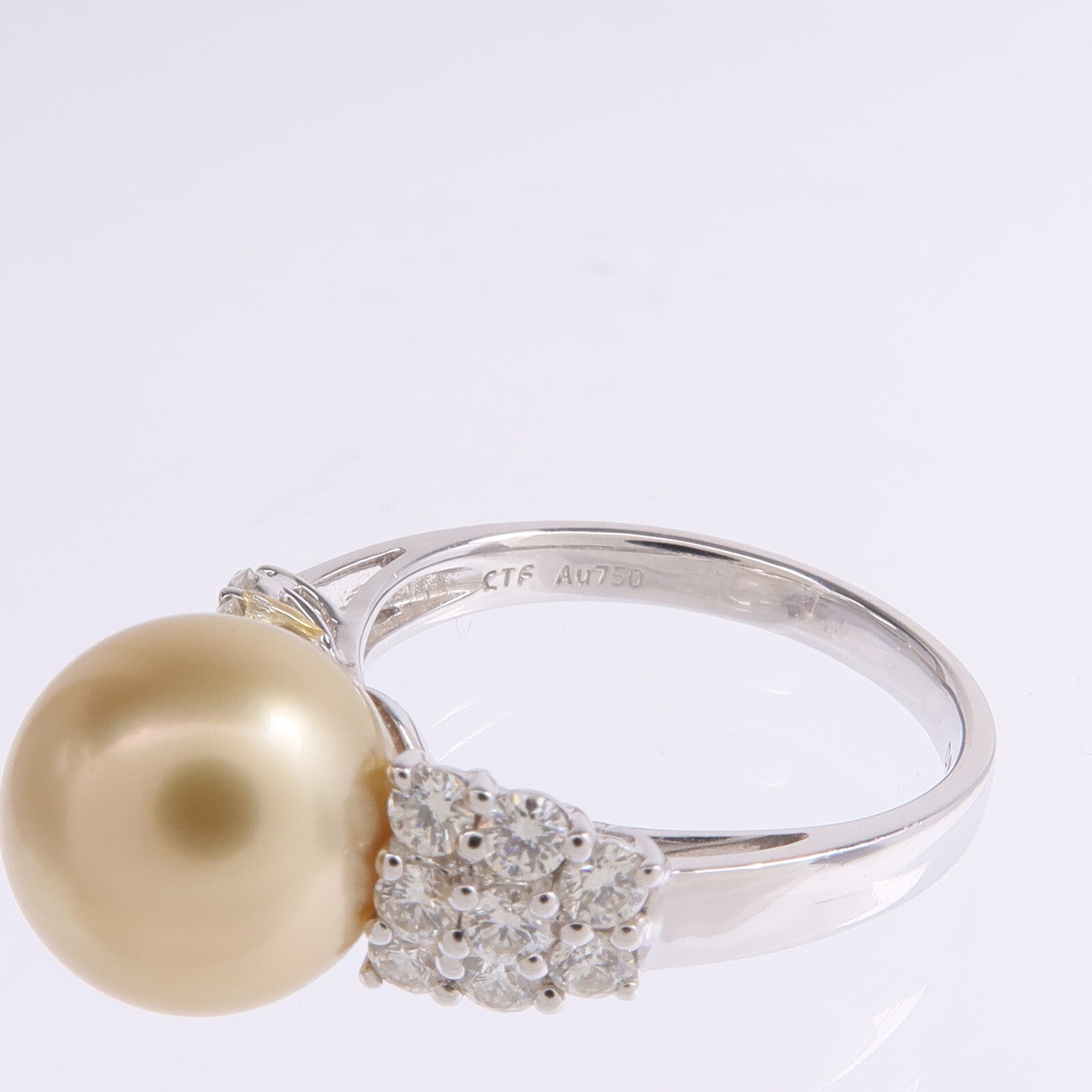 JEWELRY 【激減優惠】18K白金Pearl Diamond Ring珍珠/鑽石戒指US#5.5