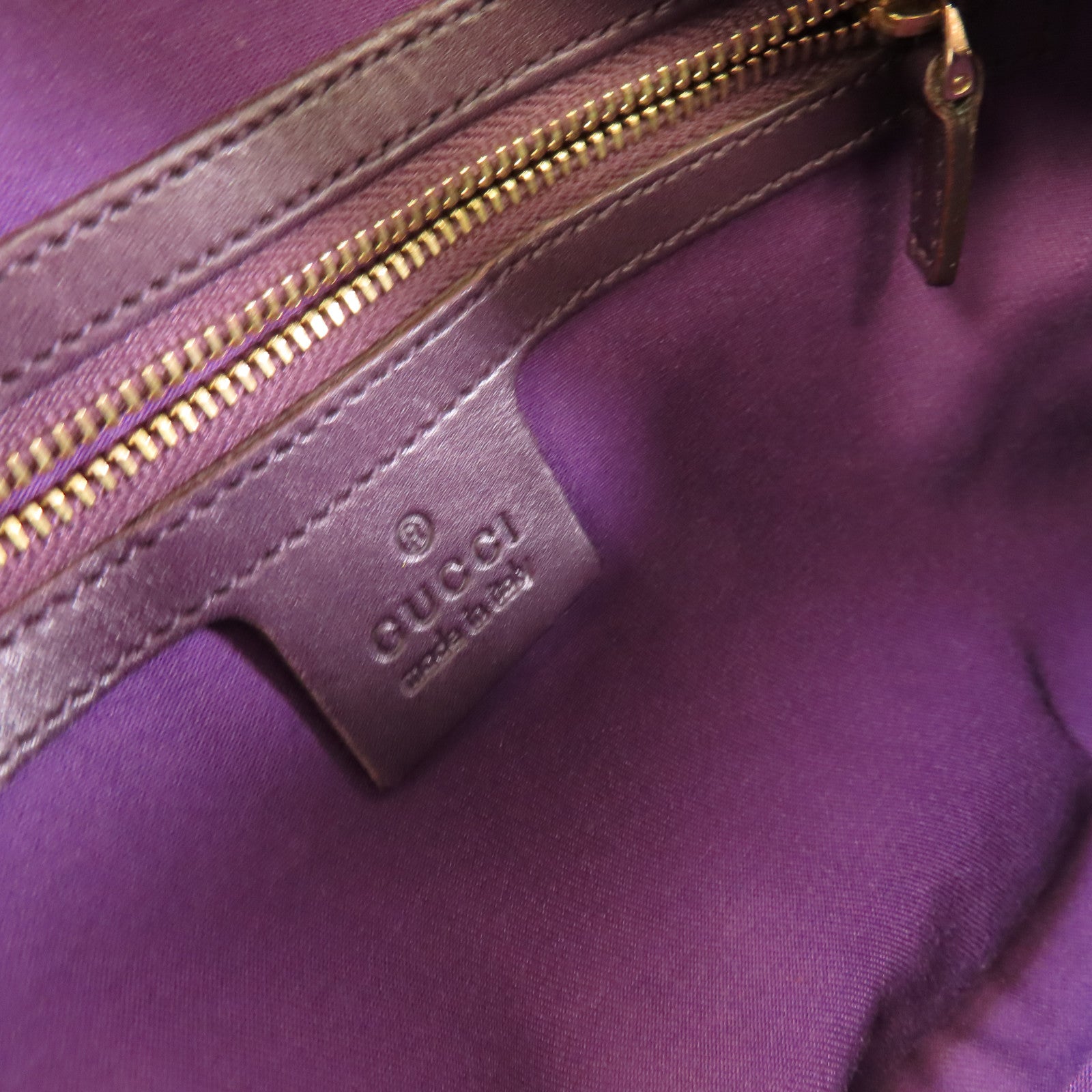 GUCCI 牛皮皮革Horsebit Handbag金扣手挽袋紫色