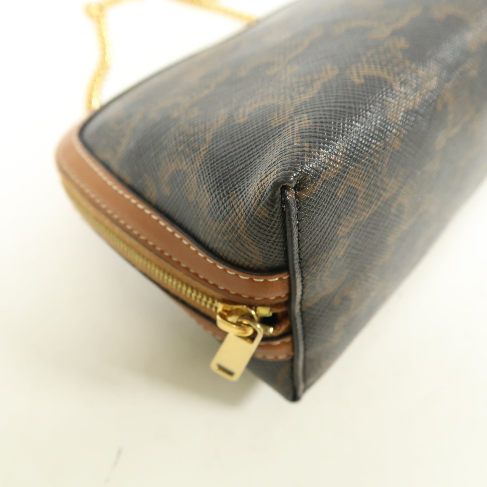 CELINE 塗層帆布Chain Shoulder金扣鏈帶肩背袋