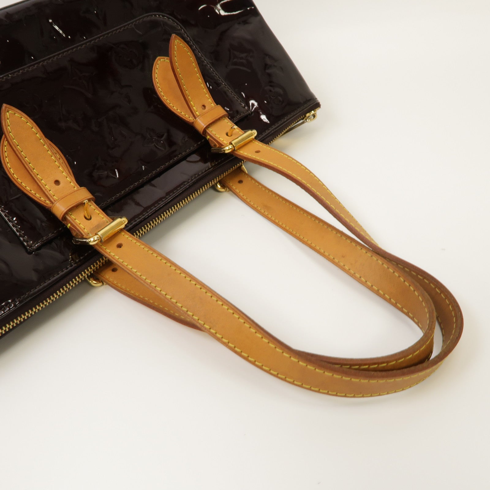 LOUIS VUITTON Monogram Vernis Rosewood Avenue金扣肩背袋酒紅色