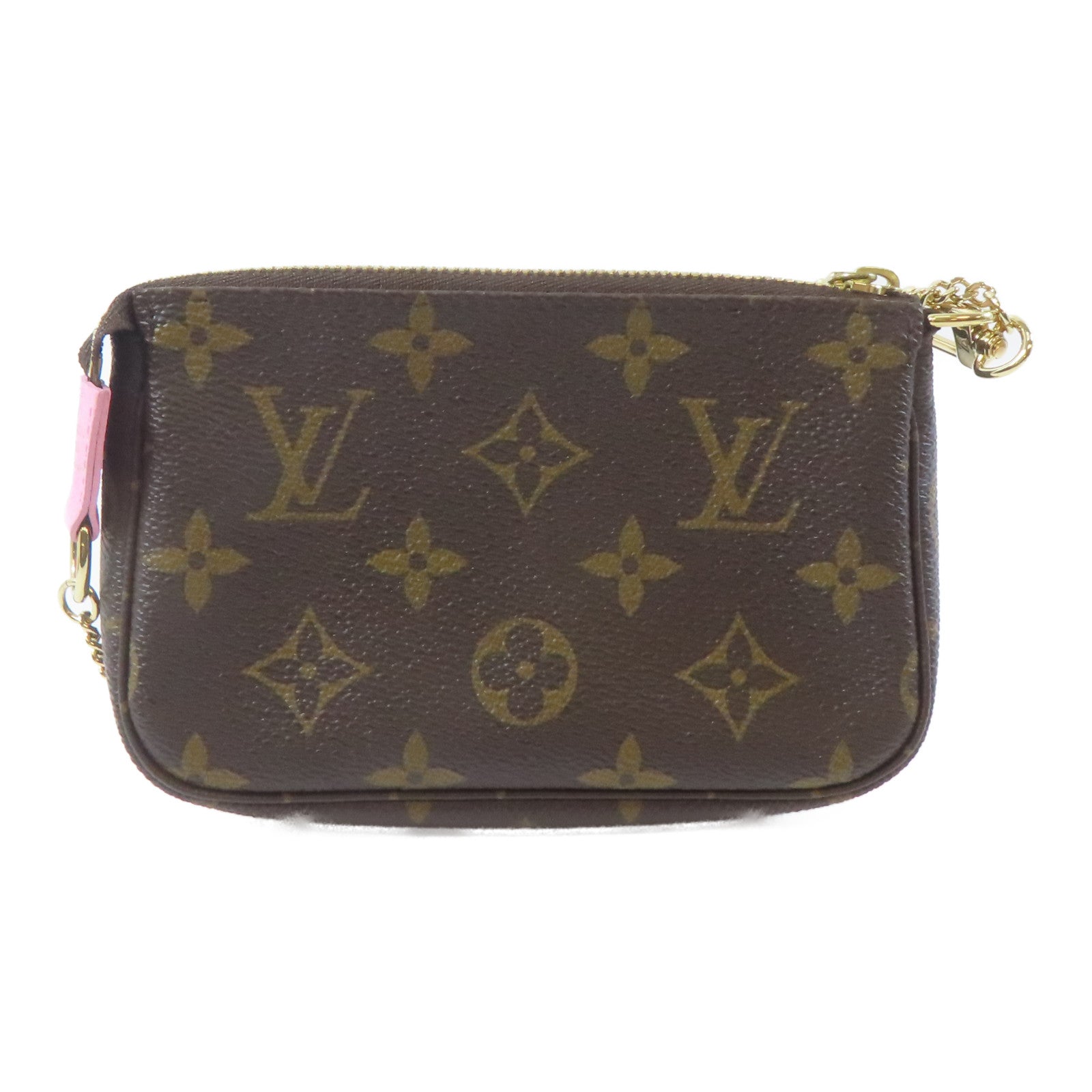 LOUIS VUITTON Monogram Mini Pochette Accessoires金扣鏈帶手挽袋啡色