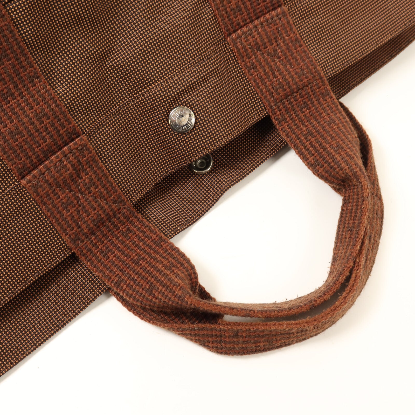 HERMES 帆布Her Line MM銀扣手挽袋Brown
