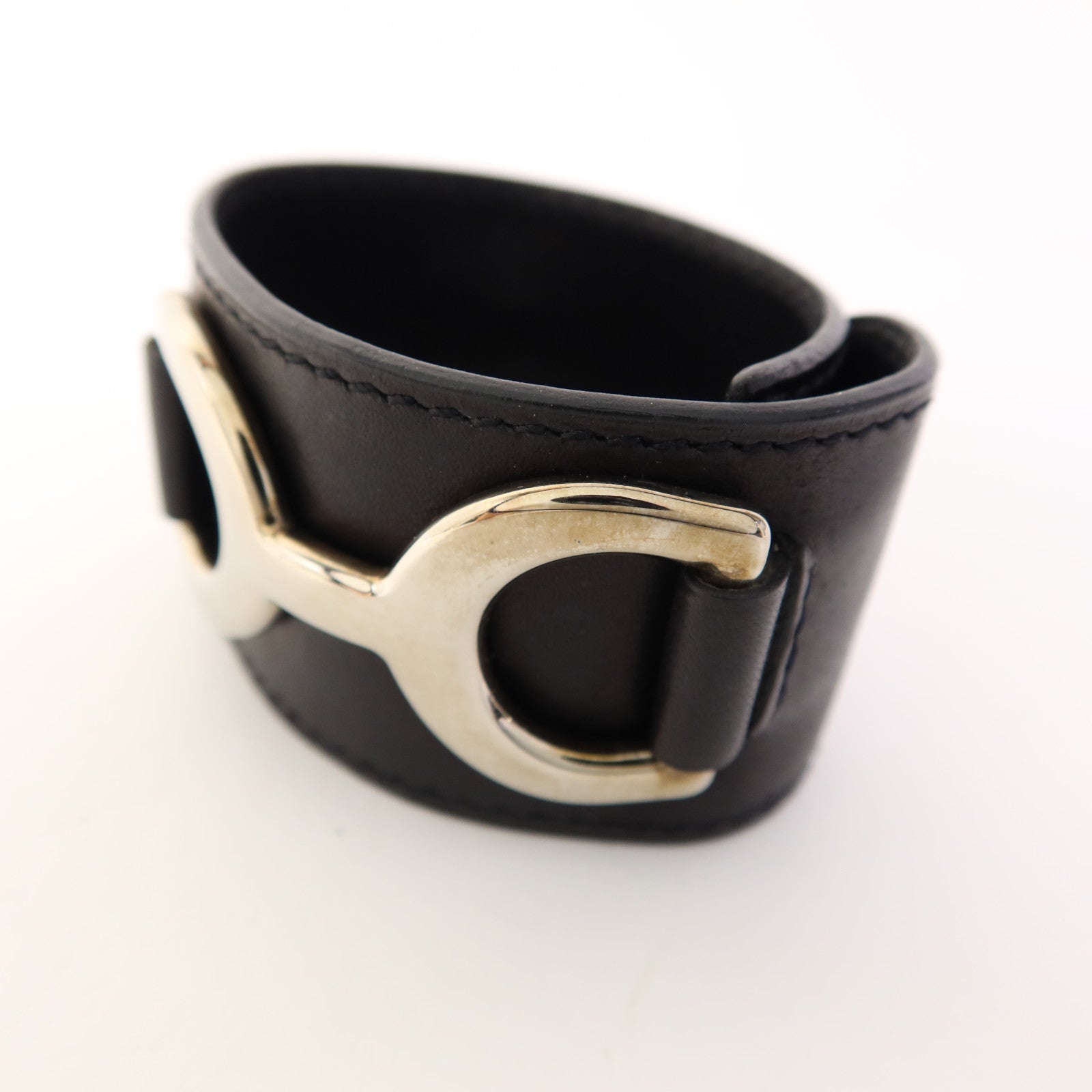 HERMES 皮革Bangle銀扣手鐲