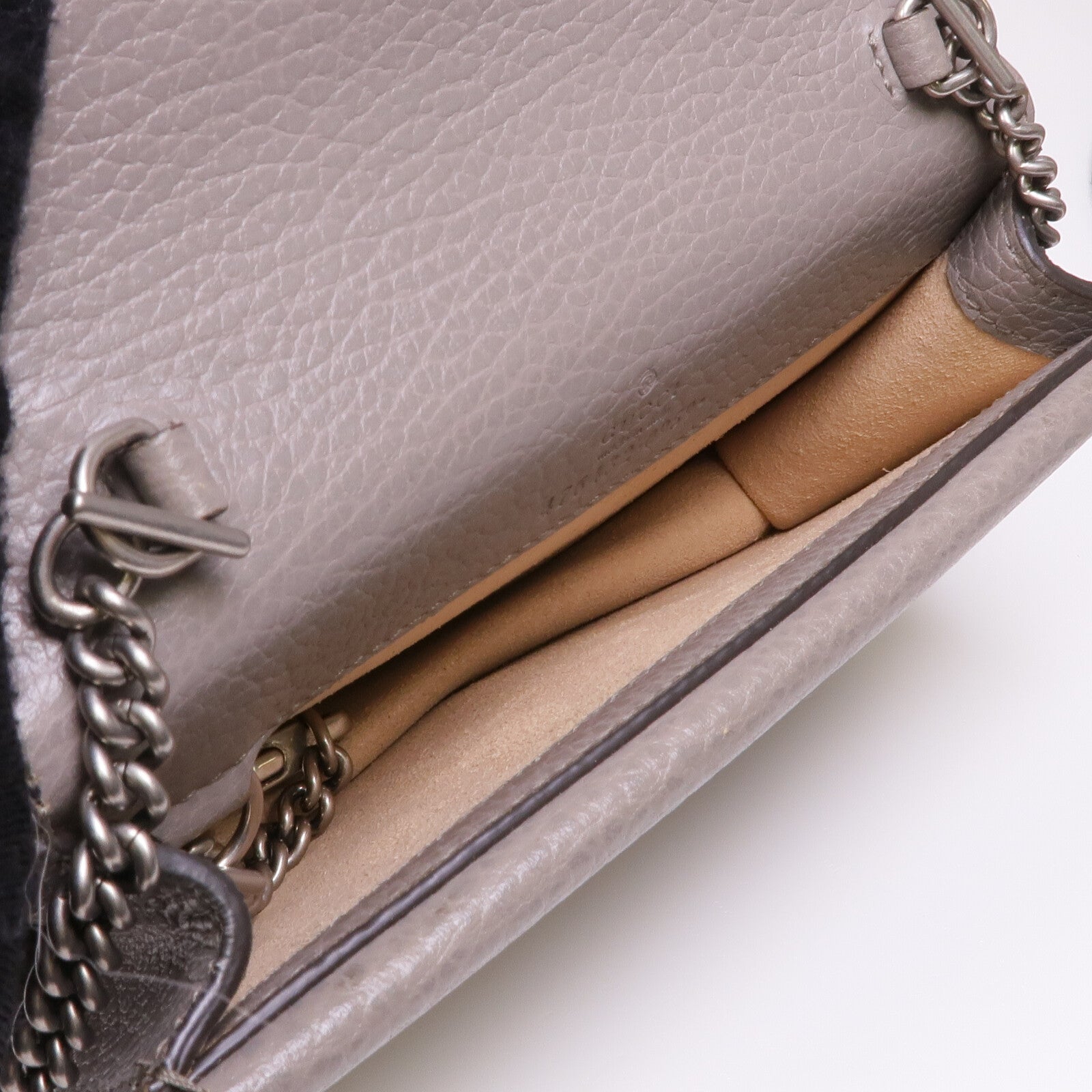 GUCCI 牛皮皮革Chain Shoulder銀扣鏈帶肩背袋
