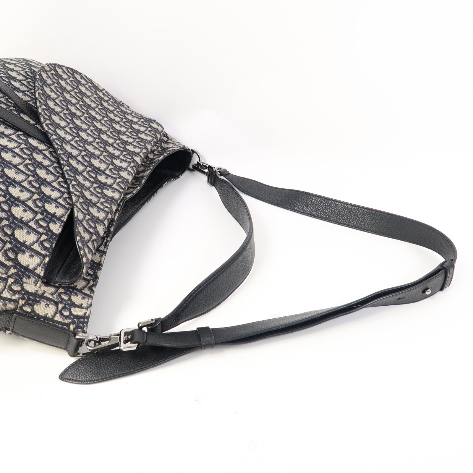Dior 帆布Saddle Shoulder Bag銀扣肩背袋藍色