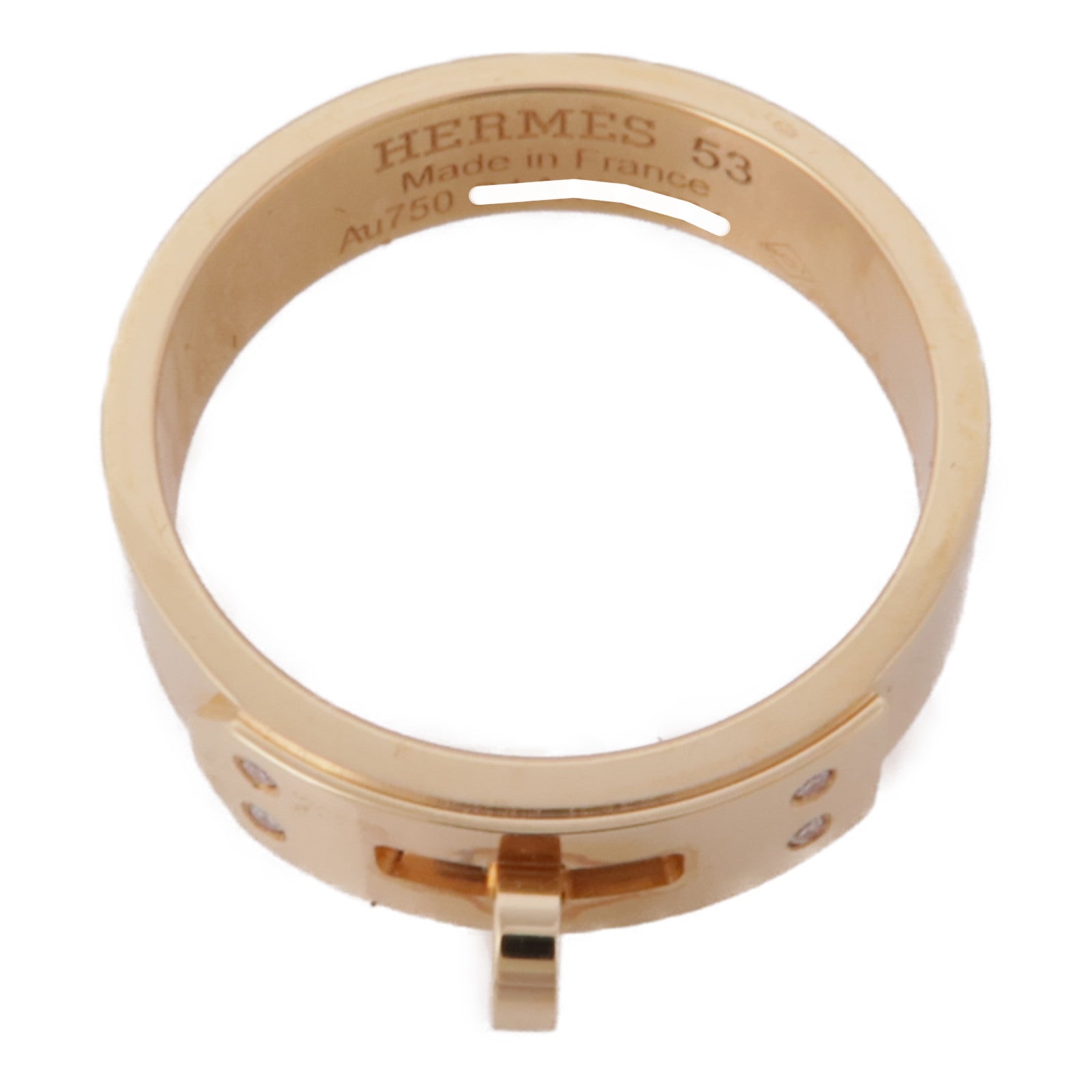 HERMES 18K玫瑰金Kelly Ring戒指Hermes#53/US#6.5