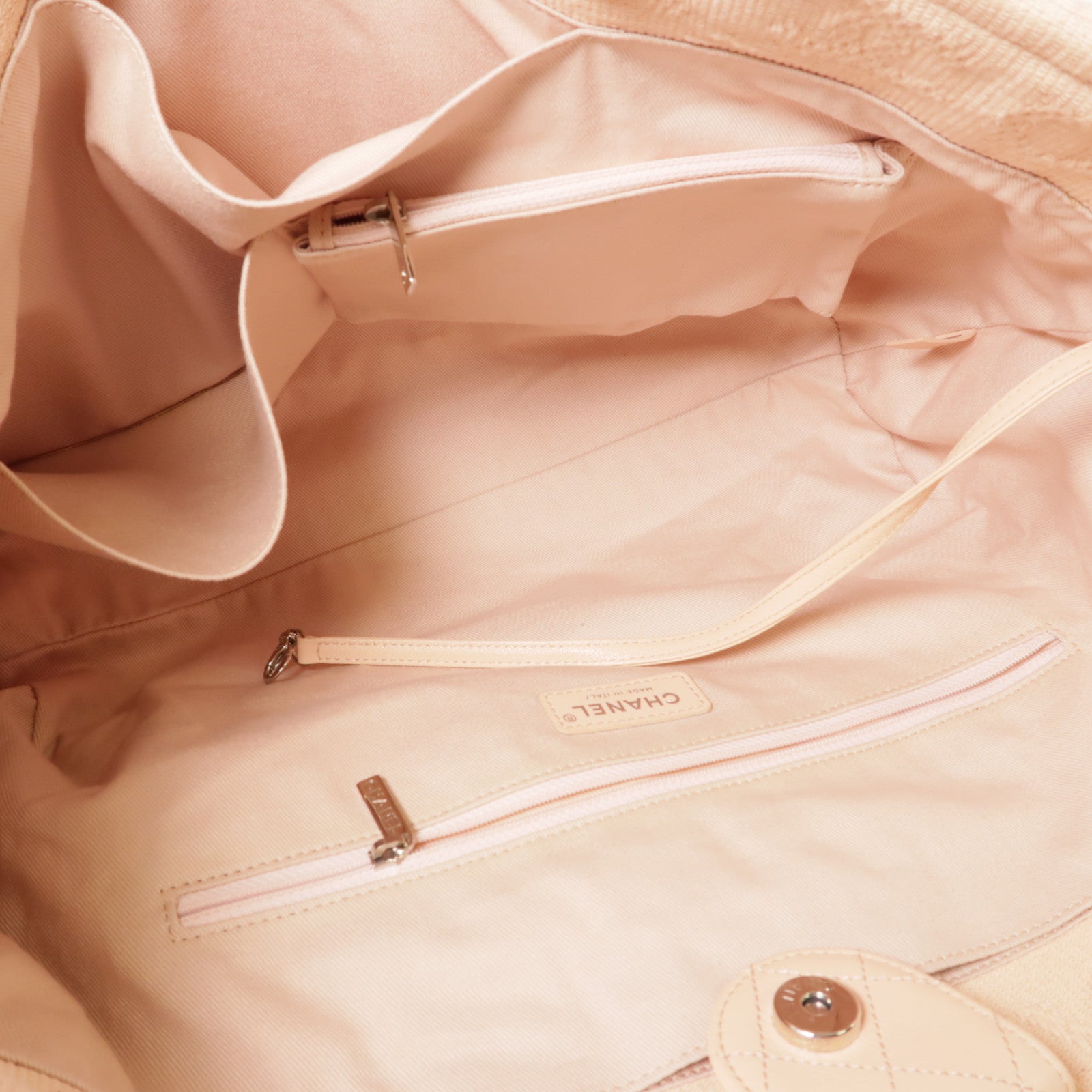 CHANEL 帆布Totebag銀扣手挽肩背兩用袋