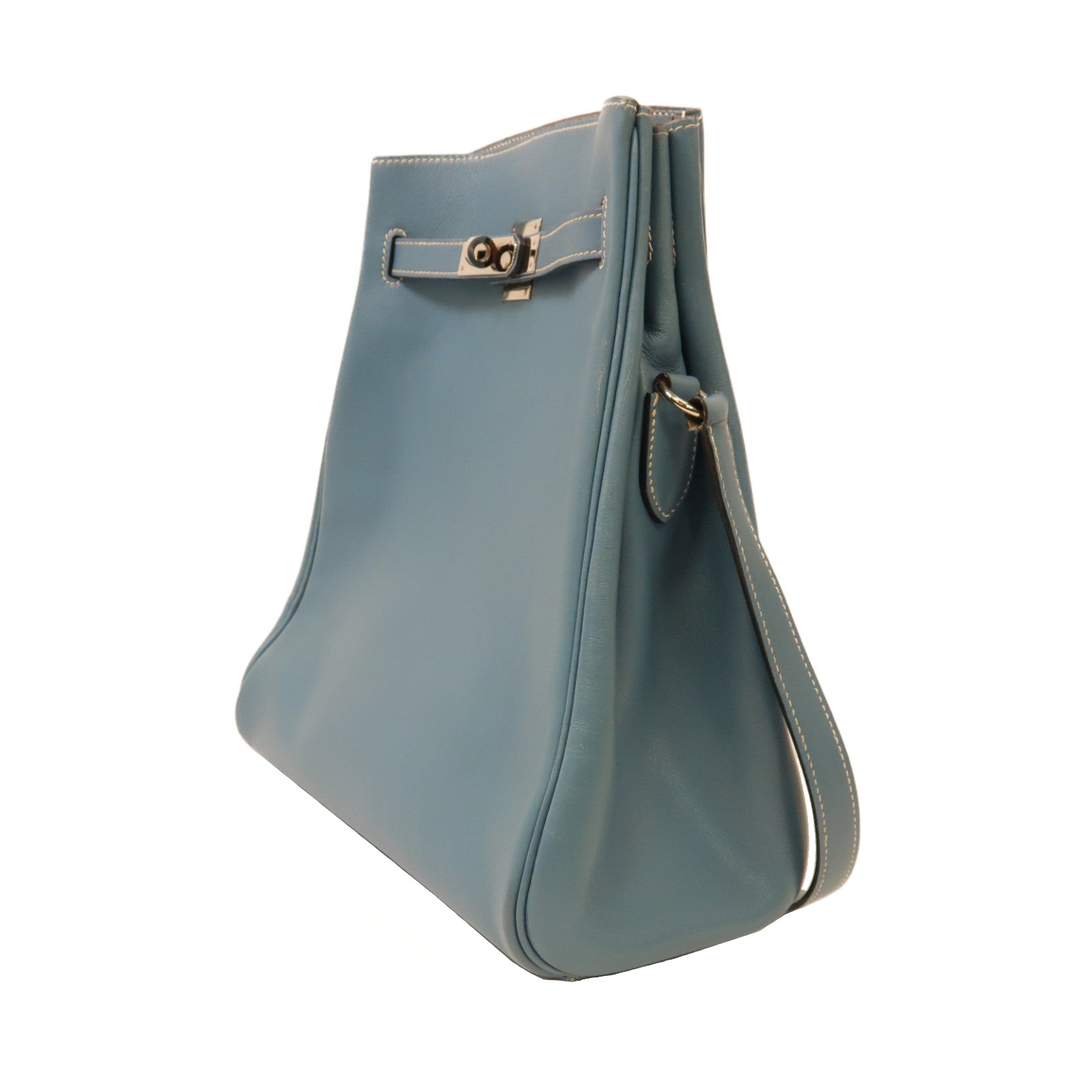 HERMES 【激減優惠】Swift皮革Kelly Sport銀扣肩背袋Bleu Jean牛仔藍色