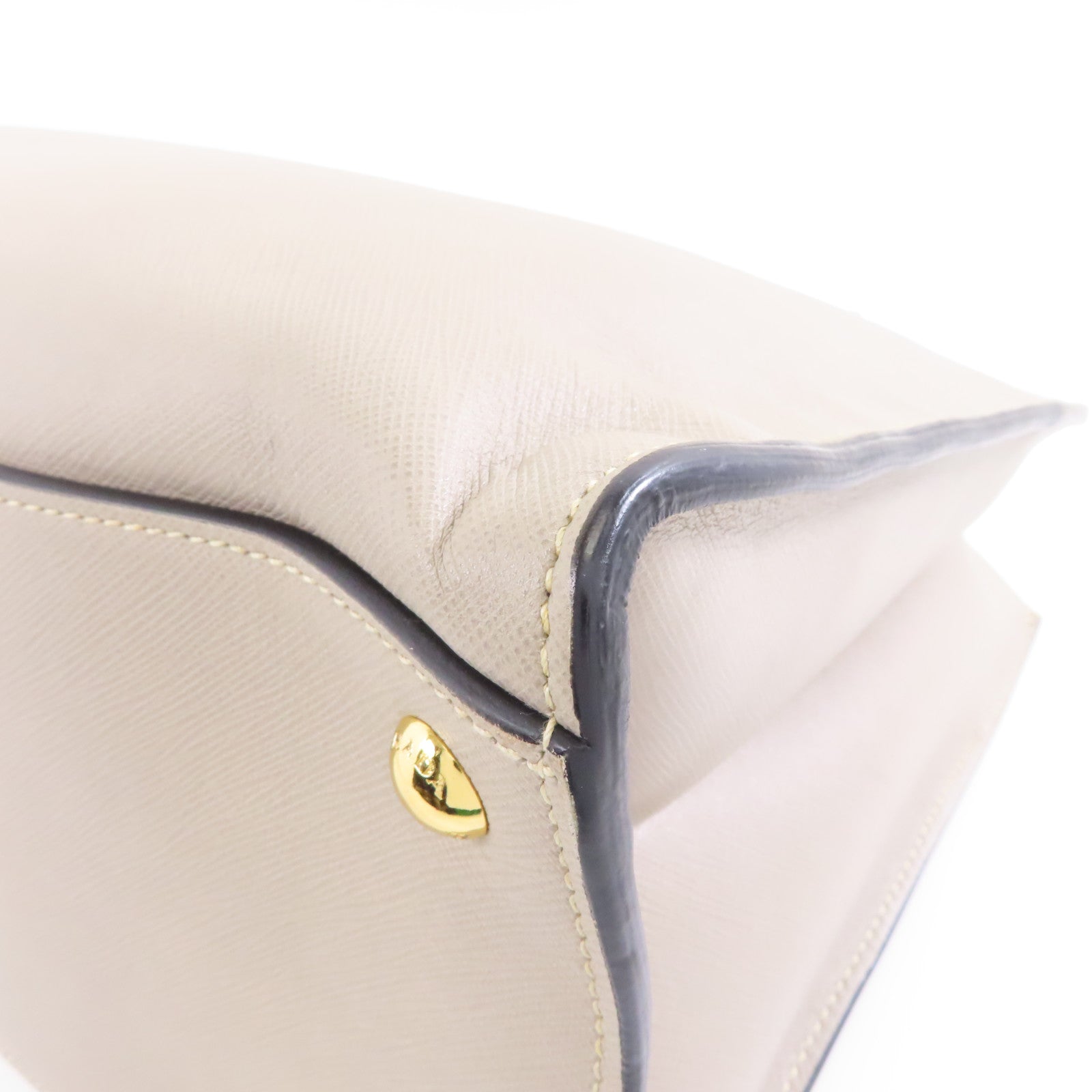 PRADA 牛皮皮革Shoulder Bag金扣手挽肩背兩用袋灰色