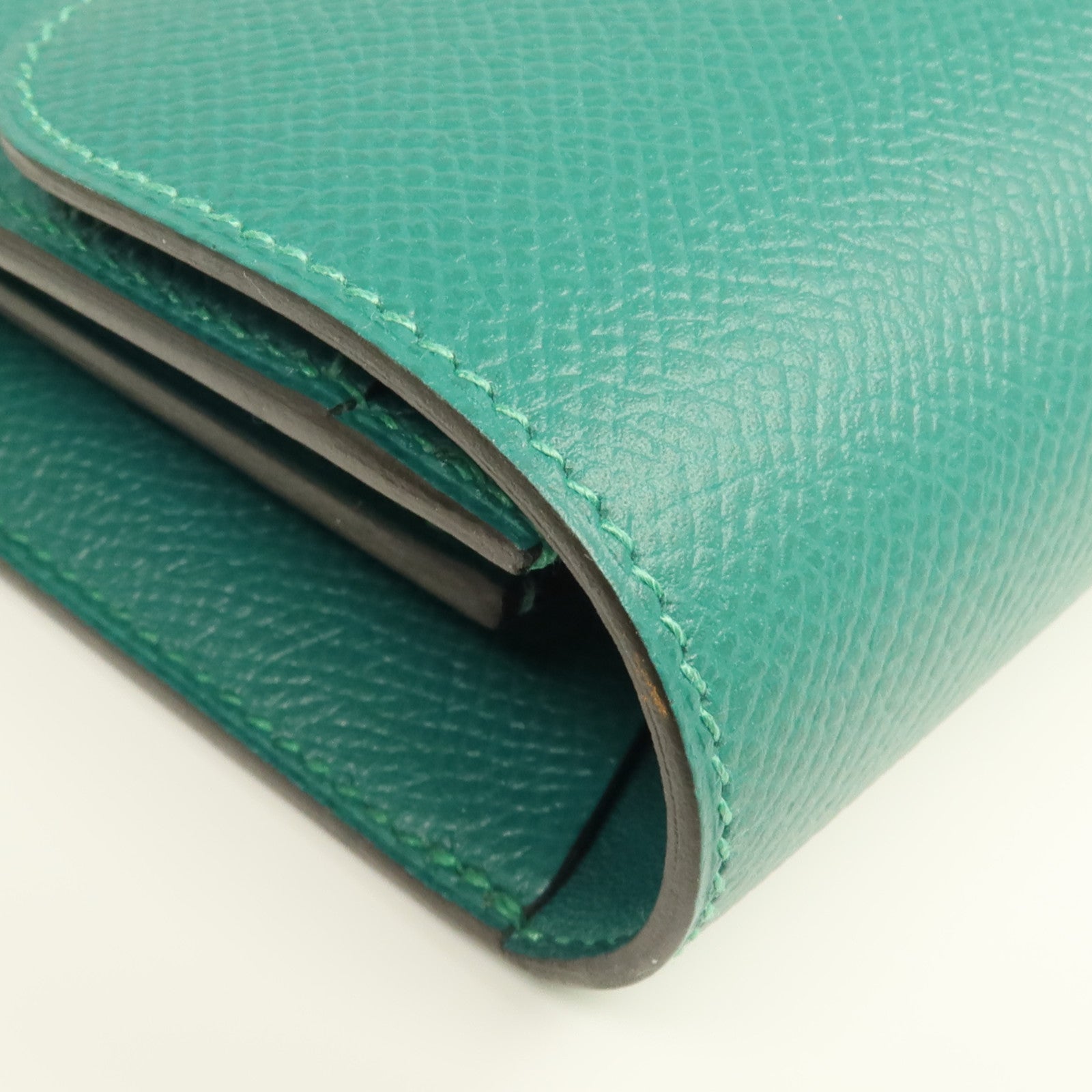 HERMES 【激減優惠】Epsom皮革Constance Wallet銀扣長錢包Malachite