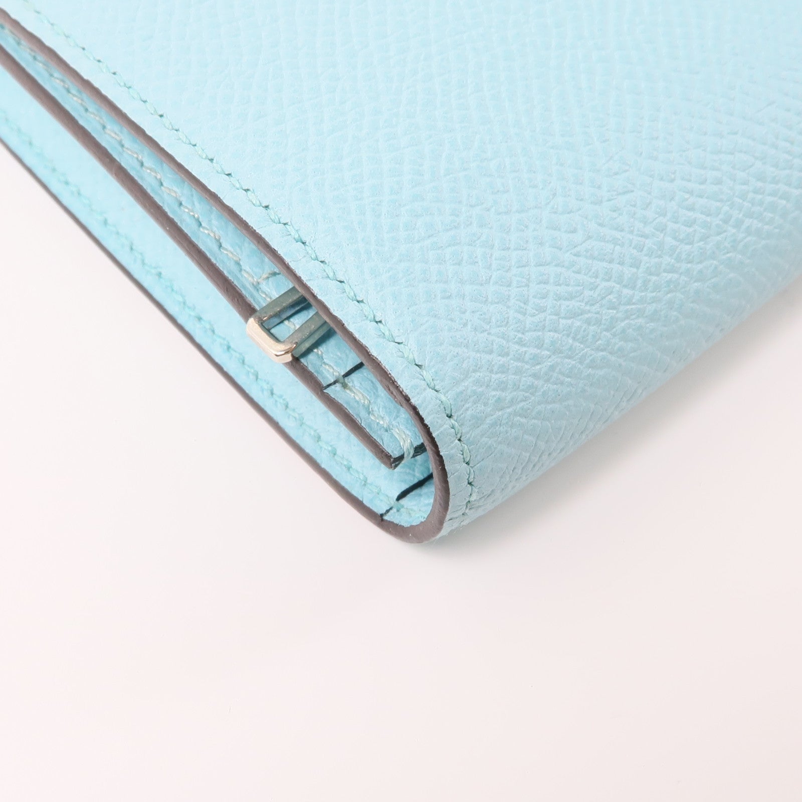 HERMES PHW Bearn Wallet Bleu Veau Epsom Leather Atoll Light Blue