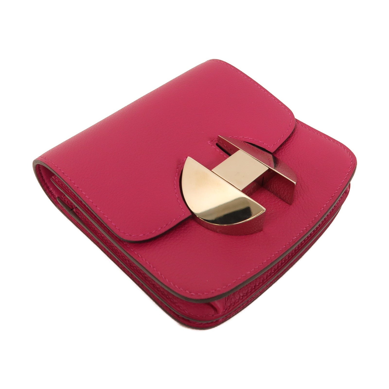 HERMES 【激減優惠】Evercolor皮革Wallet 2002銀扣錢包紫色