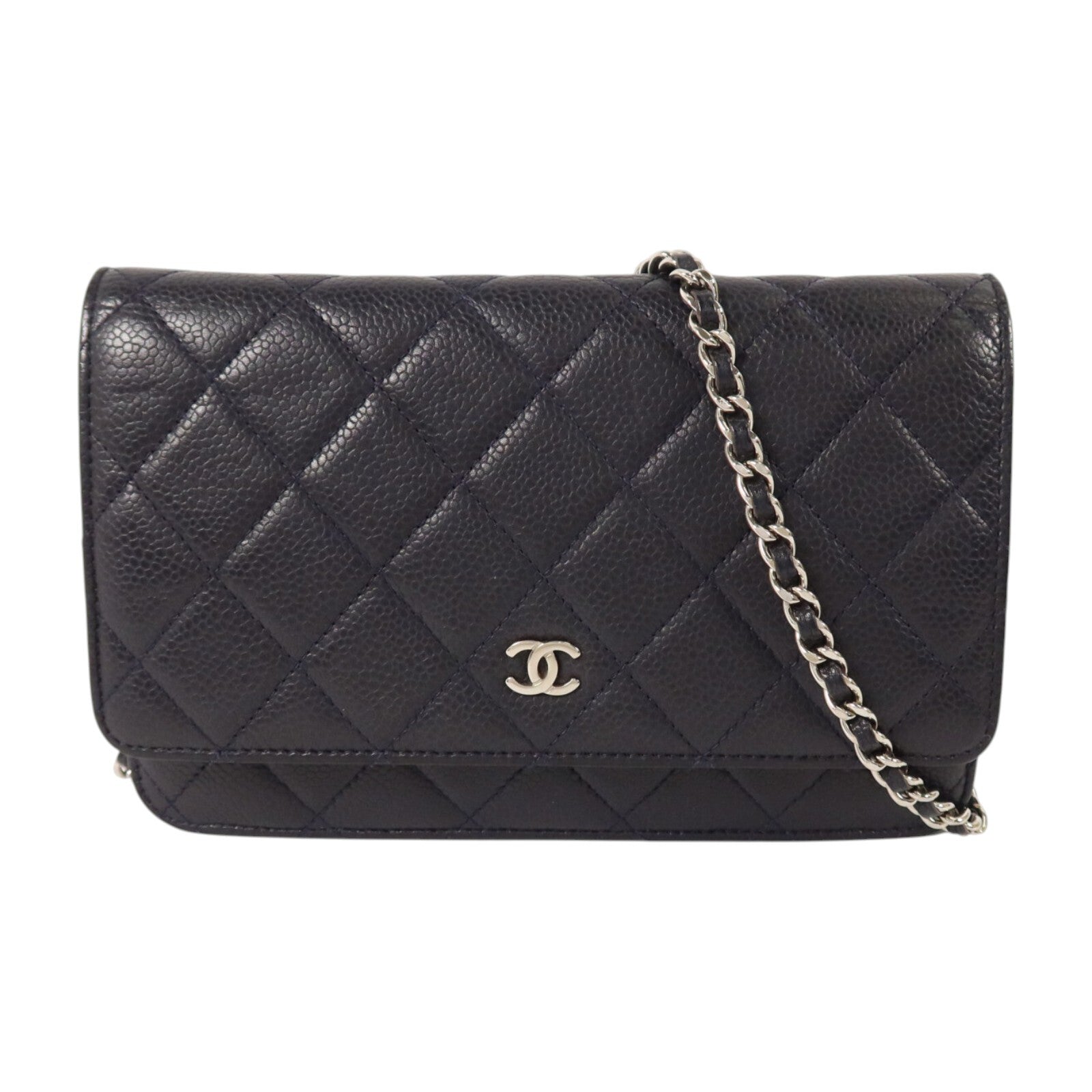 CHANEL 牛皮皮革Wallet On Chain銀扣鏈帶肩背袋