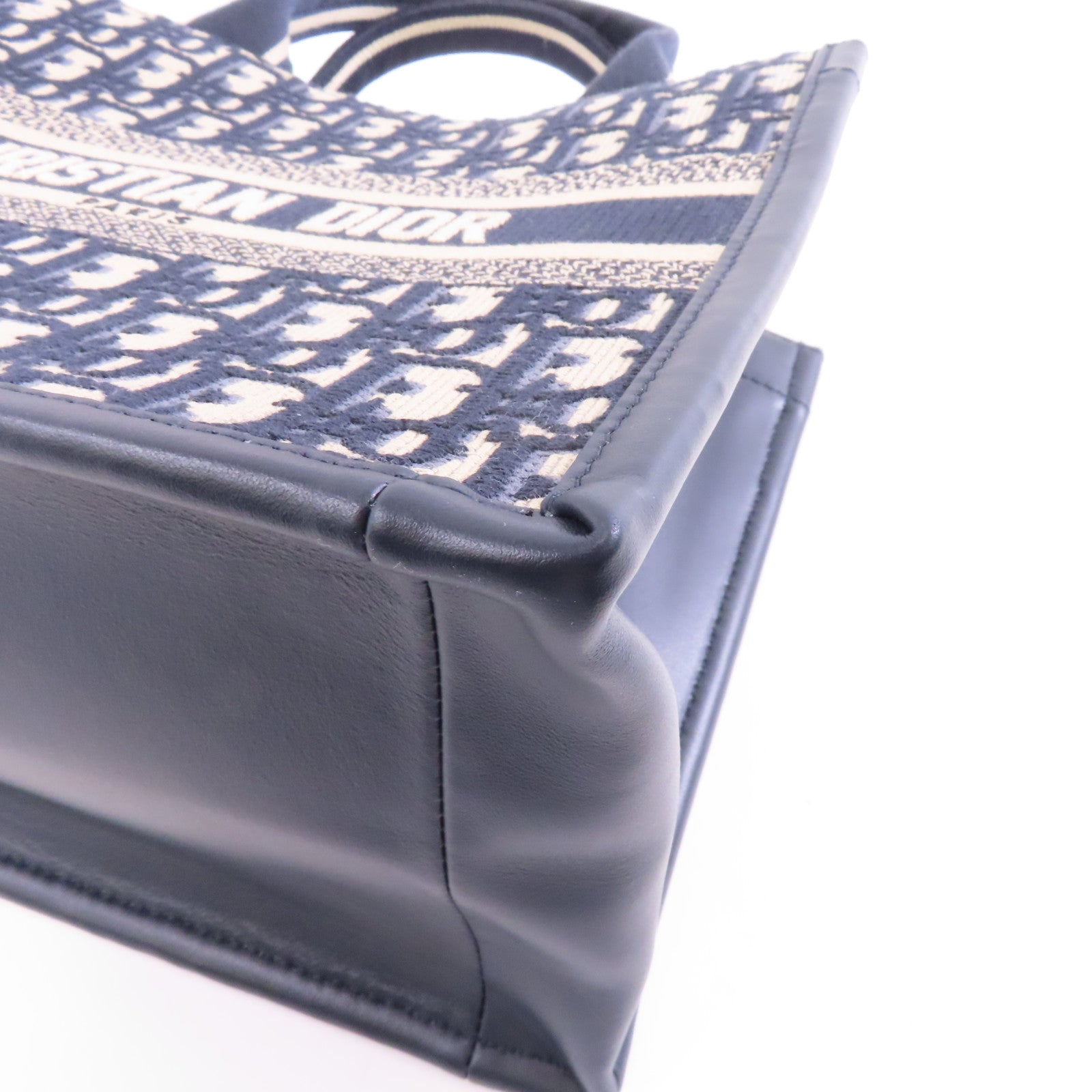 Dior 帆布2way Shoulder Bag金扣手挽肩背兩用袋深藍色/米色