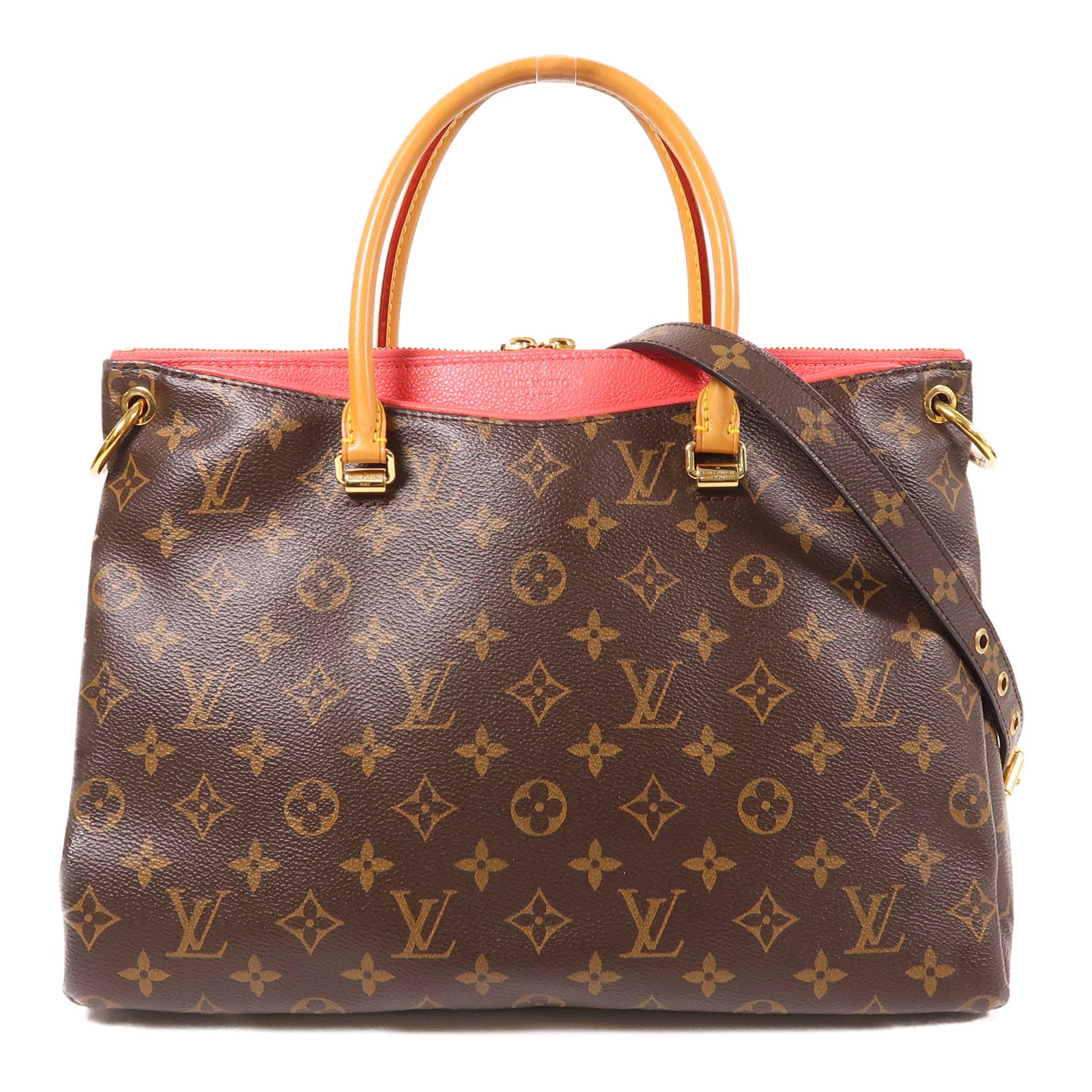 LOUIS VUITTON Monogram Pallas金扣手挽肩背兩用袋棕色