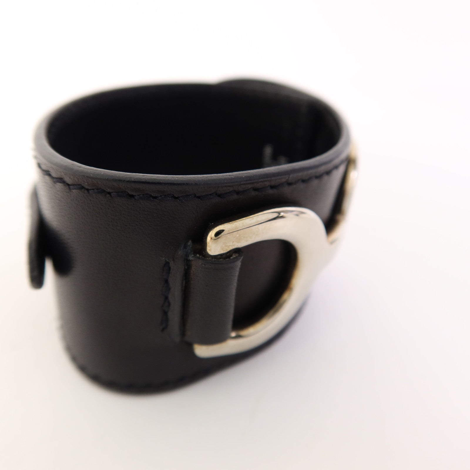 HERMES 皮革Bangle銀扣手鐲