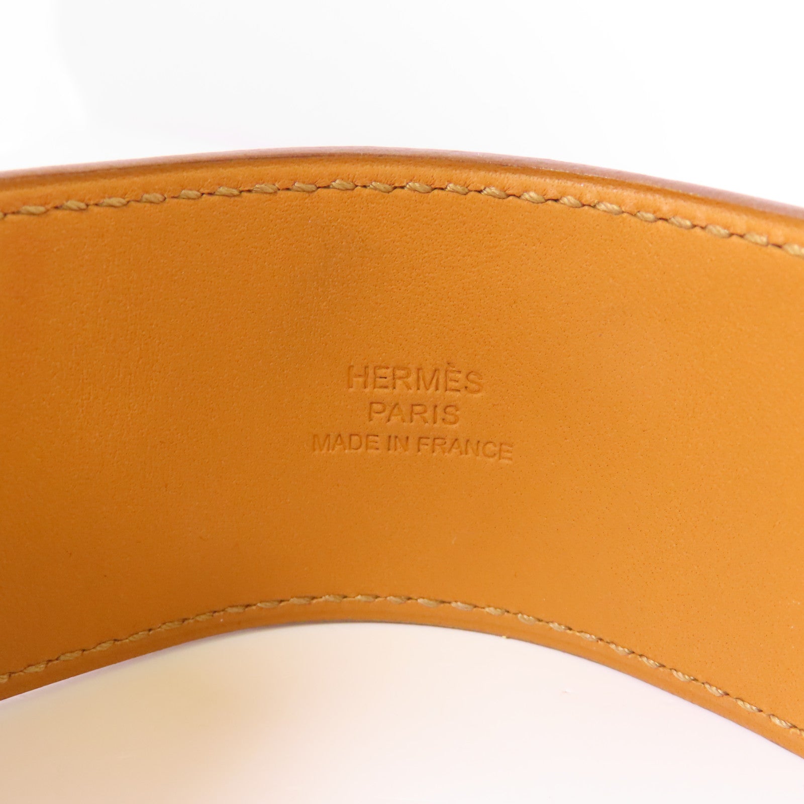 HERMES Swift皮革Collier de Chien銀扣手鐲Gold
