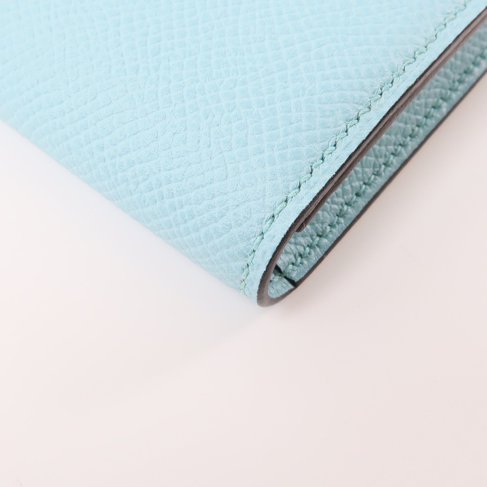 HERMES PHW Bearn Wallet Bleu Veau Epsom Leather Atoll Light Blue