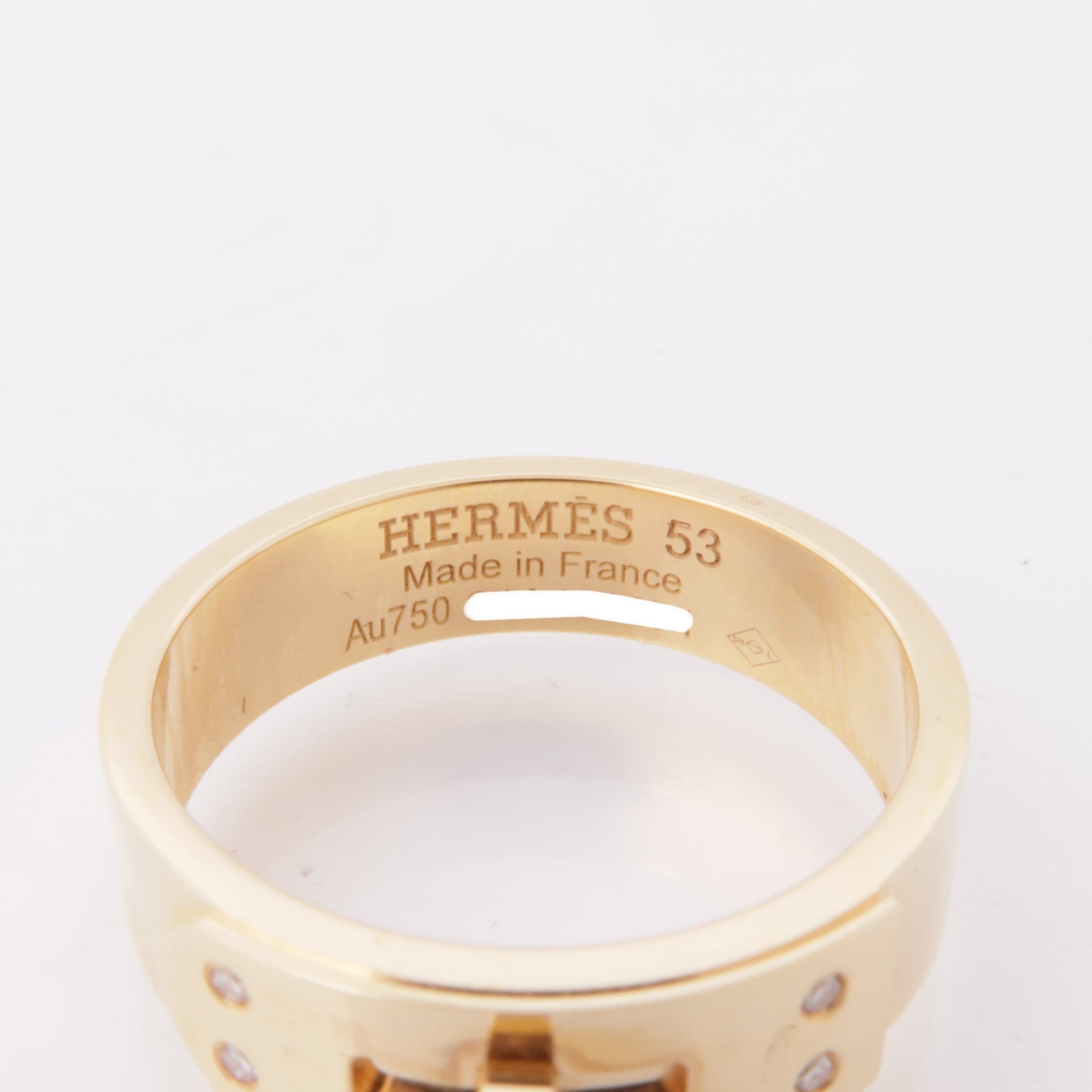 HERMES 18K玫瑰金Kelly Ring戒指Hermes#53/US#6.5