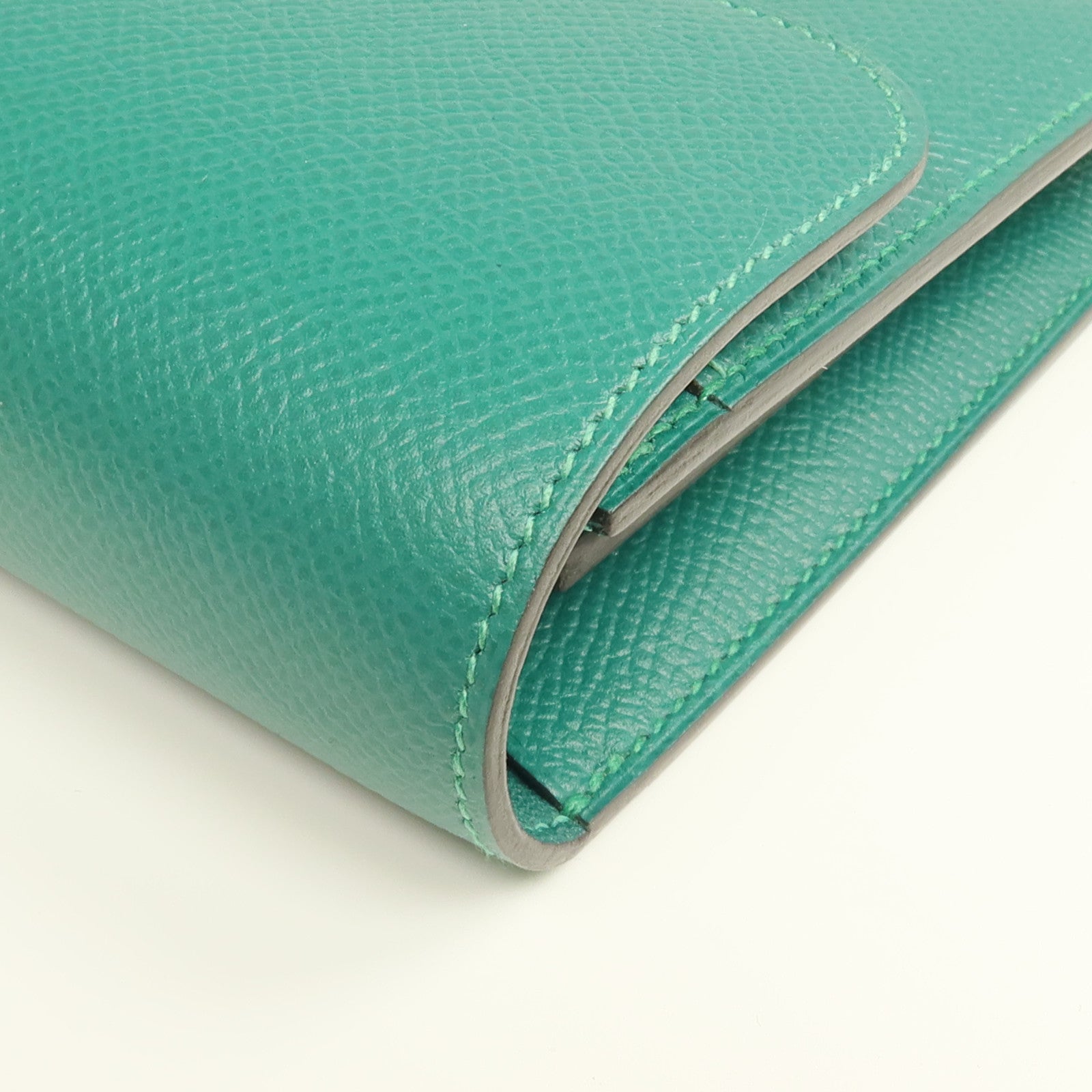 HERMES 【激減優惠】Epsom皮革Constance Wallet銀扣長錢包Malachite