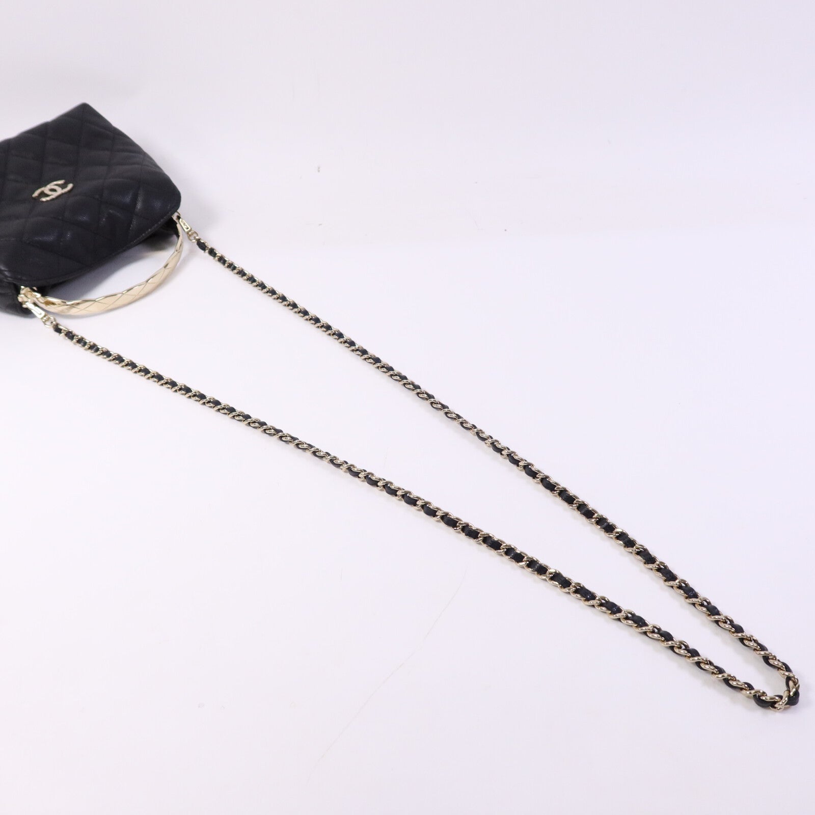 CHANEL 牛皮皮革Chain Shoulder Bag金扣鏈帶手挽肩背兩用袋