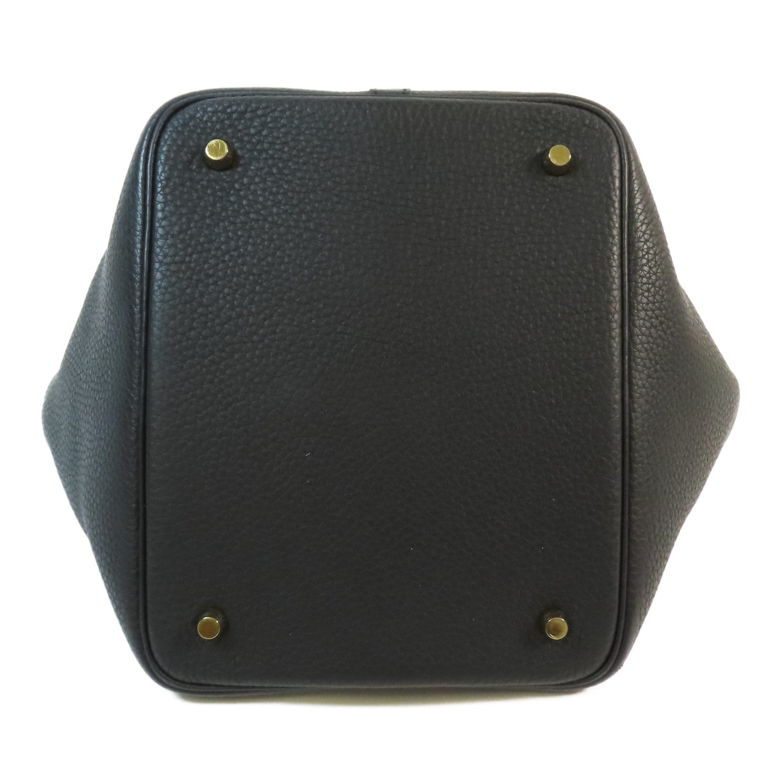 HERMES Clemence皮革Picotin MM金扣手挽袋Noir