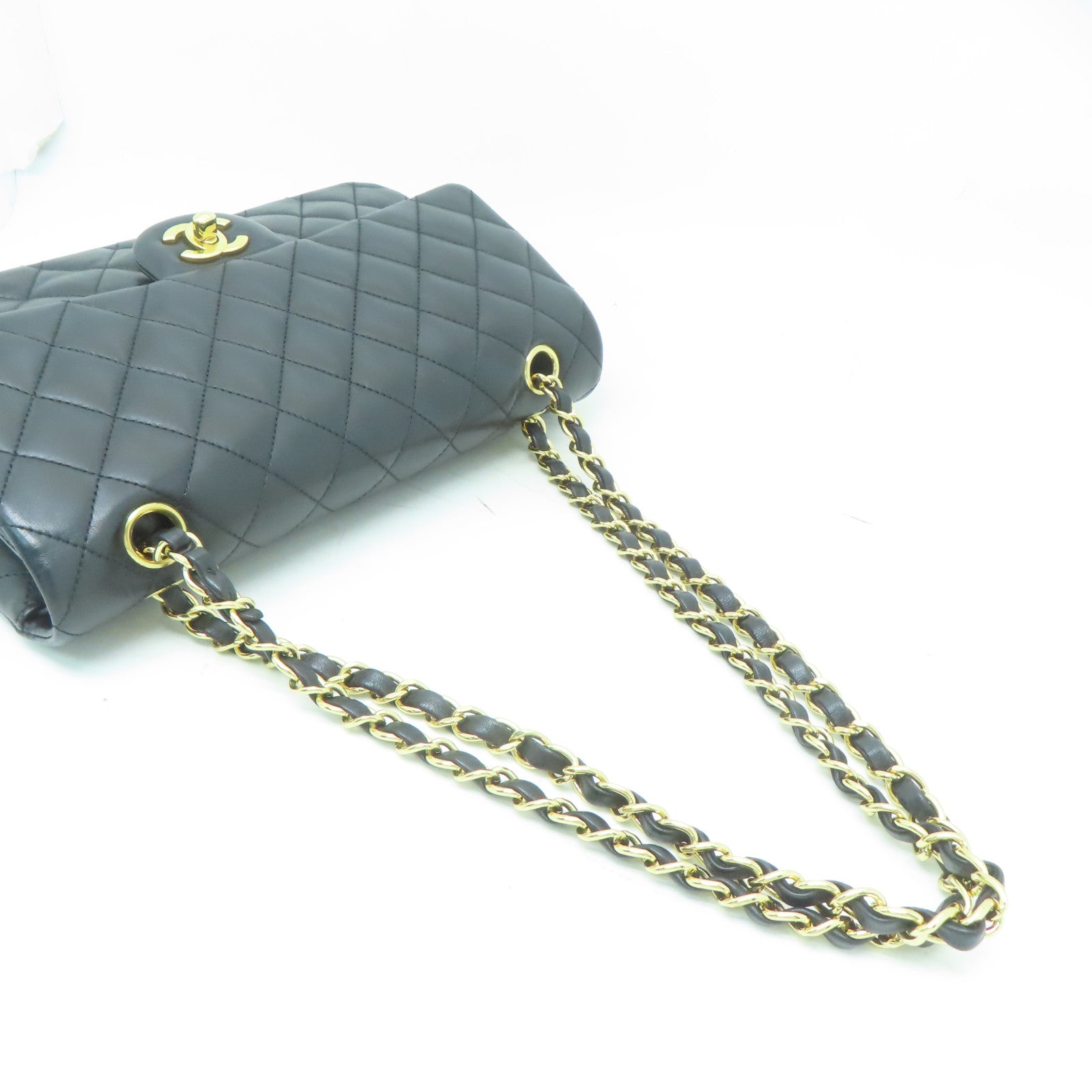 CHANEL 【激減優惠】菱格羊皮皮革Classic 25金扣鏈帶肩背袋黑色