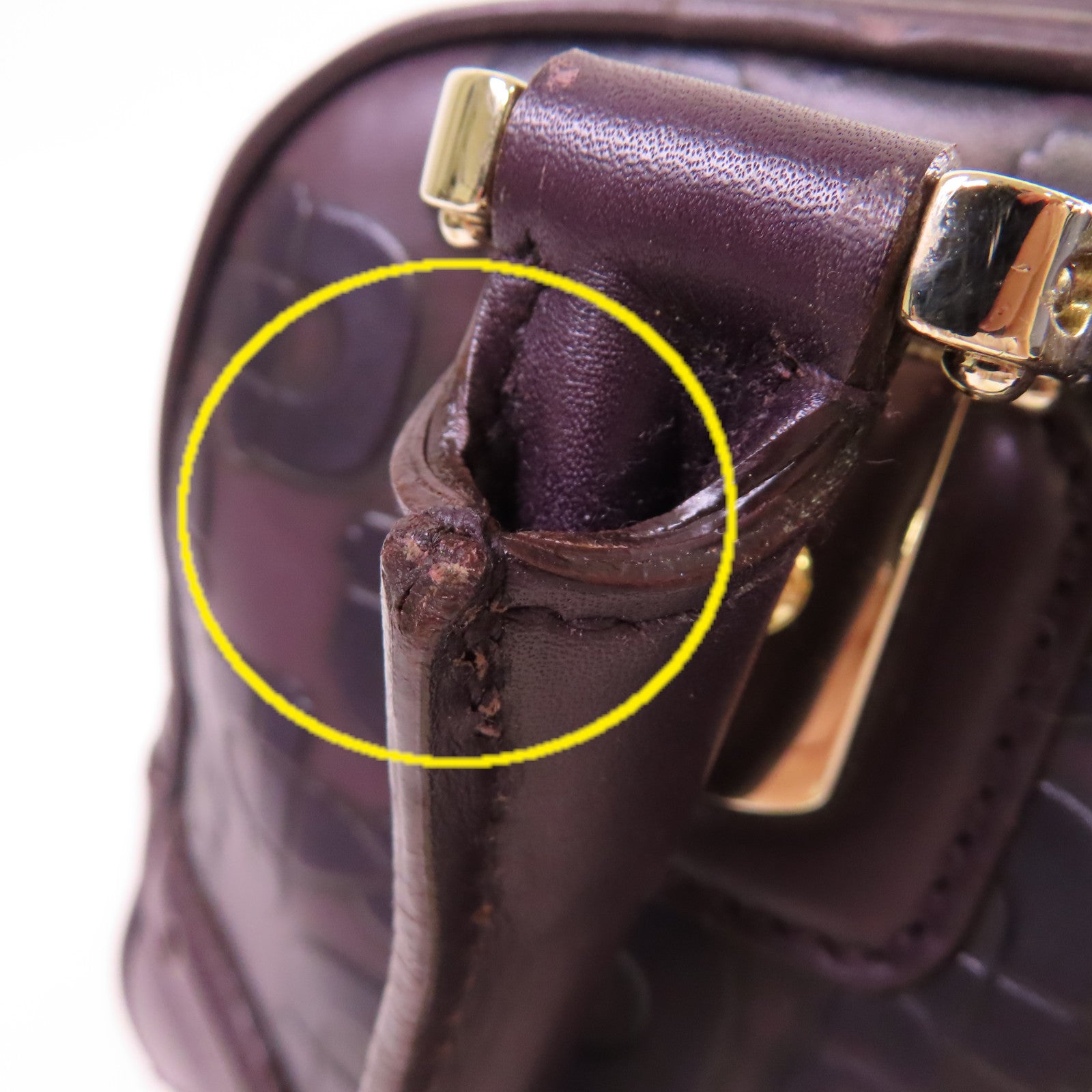 GUCCI 牛皮皮革Horsebit Handbag金扣手挽袋紫色